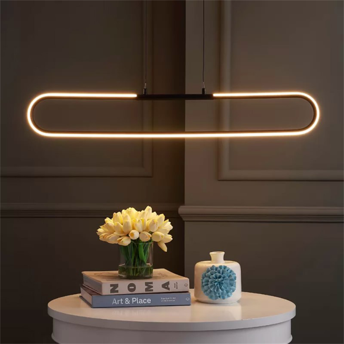OVAL YATAY LED LAMBA,OVAL SARKIT AVİZE,MODERN AYDINLATMA,DEKORATİF IŞIK