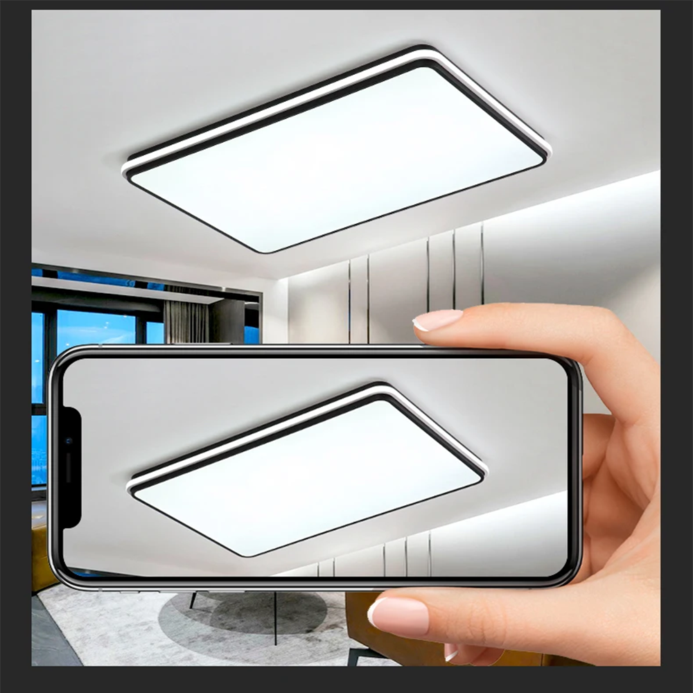 SİYAH DİKDÖRTGEN DIŞA IŞIK LED TAVAN LAMBASI,MODERN AYDINLATMA,AVİZE