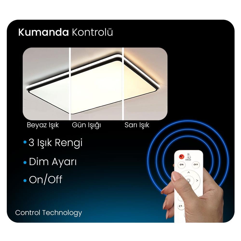 SİYAH DİKDÖRTGEN DIŞA IŞIK LED TAVAN LAMBASI,MODERN AYDINLATMA,AVİZE