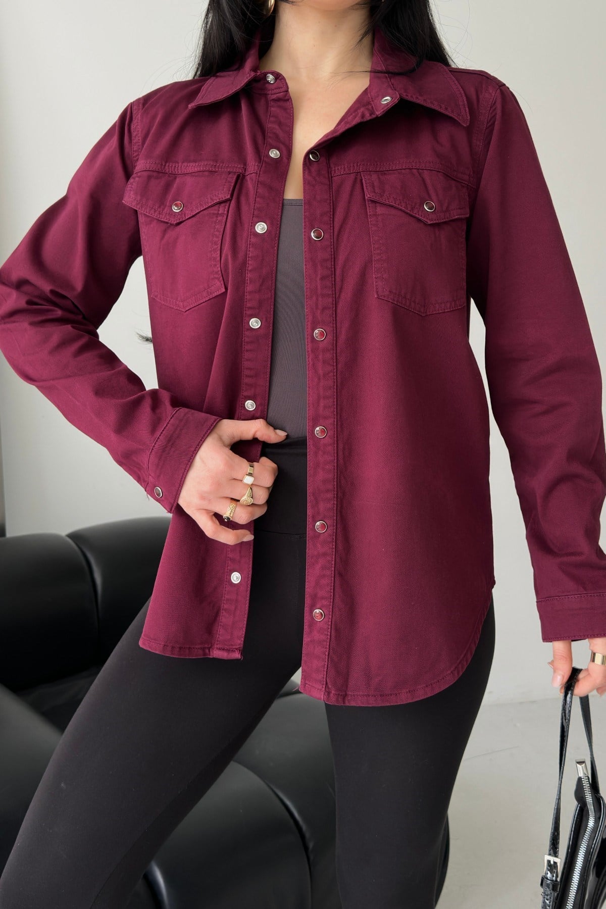 Çıtçıtlı Kot Gömlek 6013