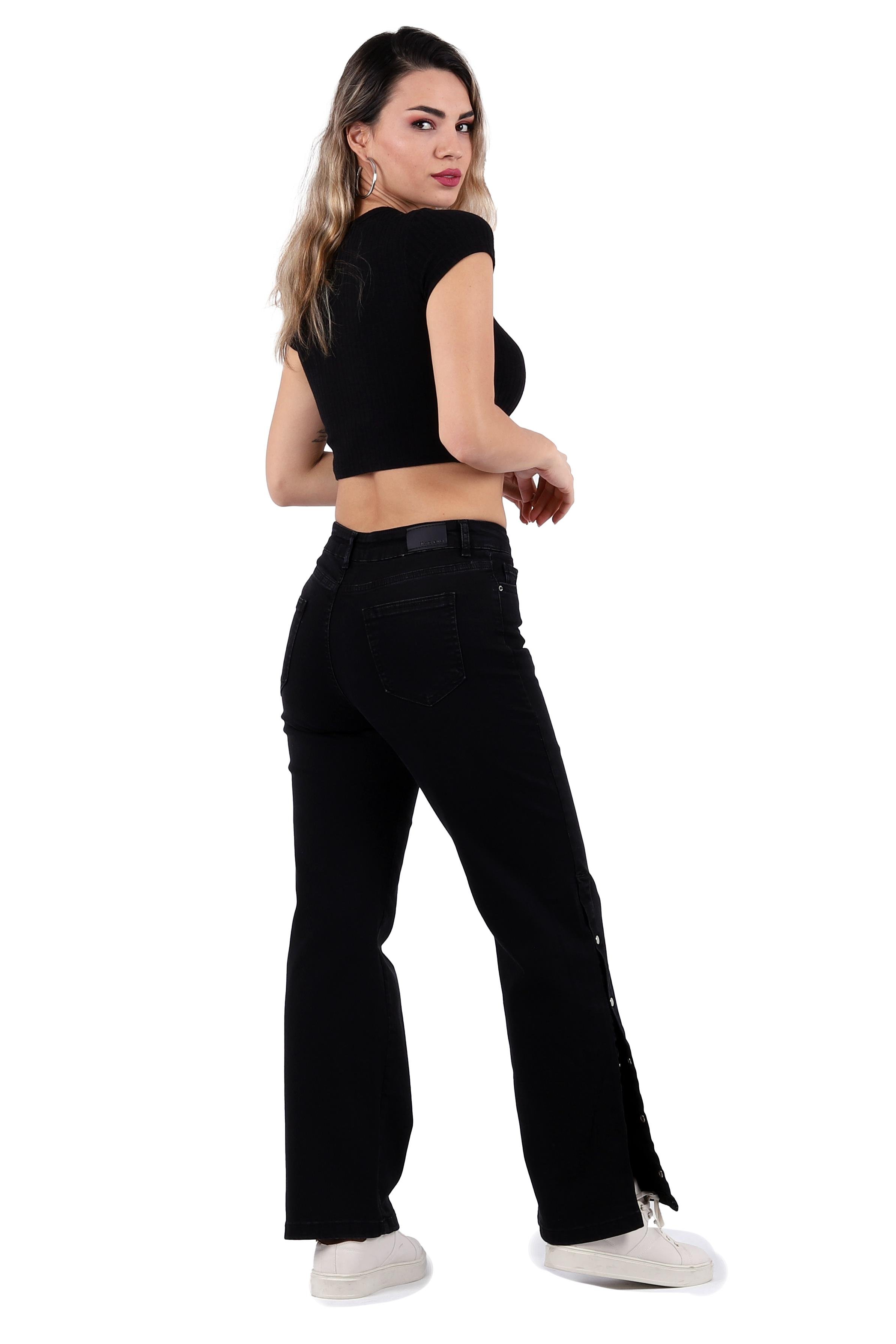 Jean with Snap Buttons On Leg Bottom Sides Anthracite Denim Anthracite Denim (27-32)