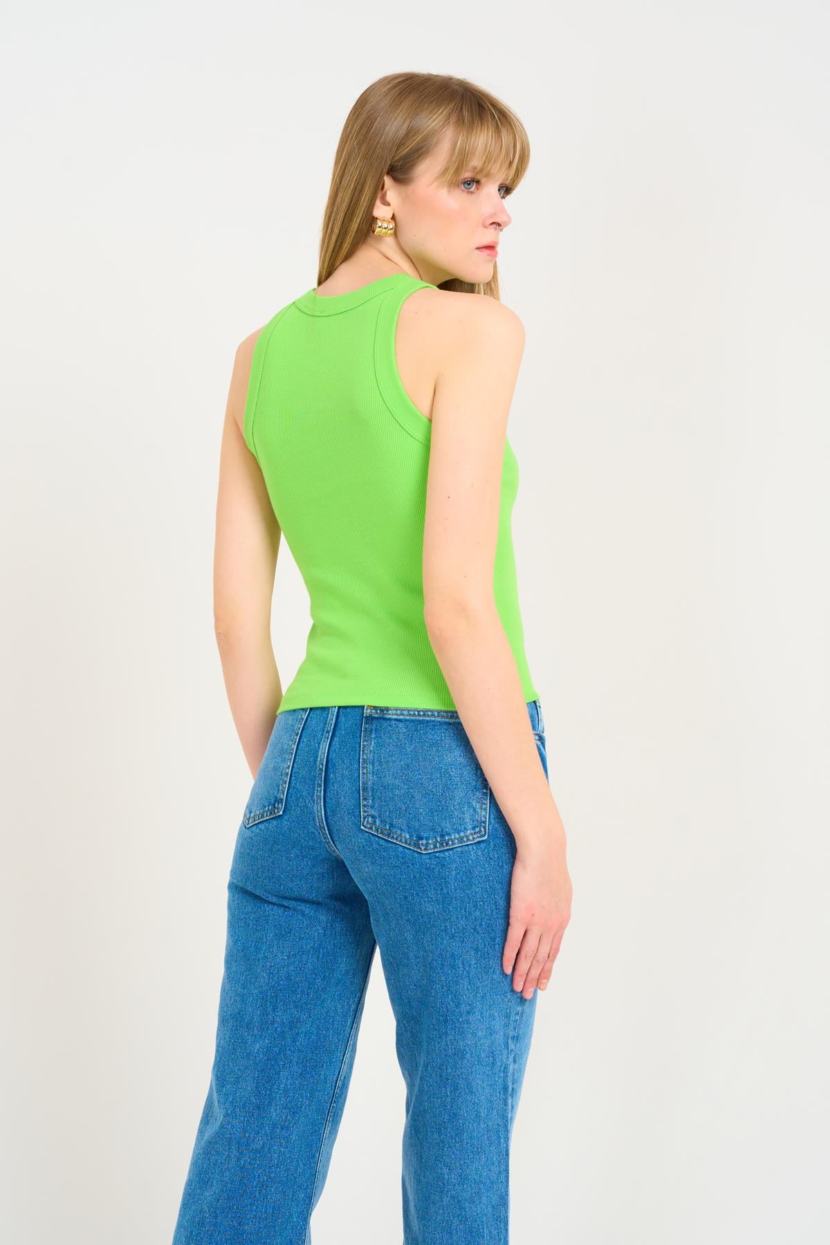 Kadın Agna Örme Atlet - Yeşil