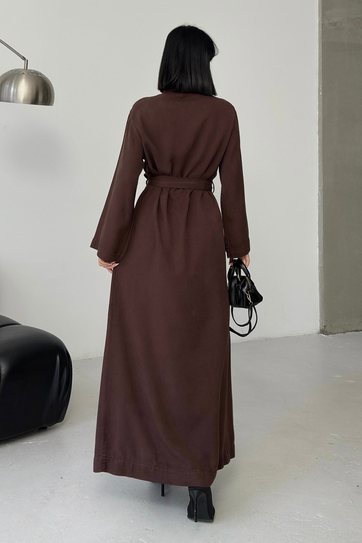 Kuşaklı Uzun Kot Elbise 3035