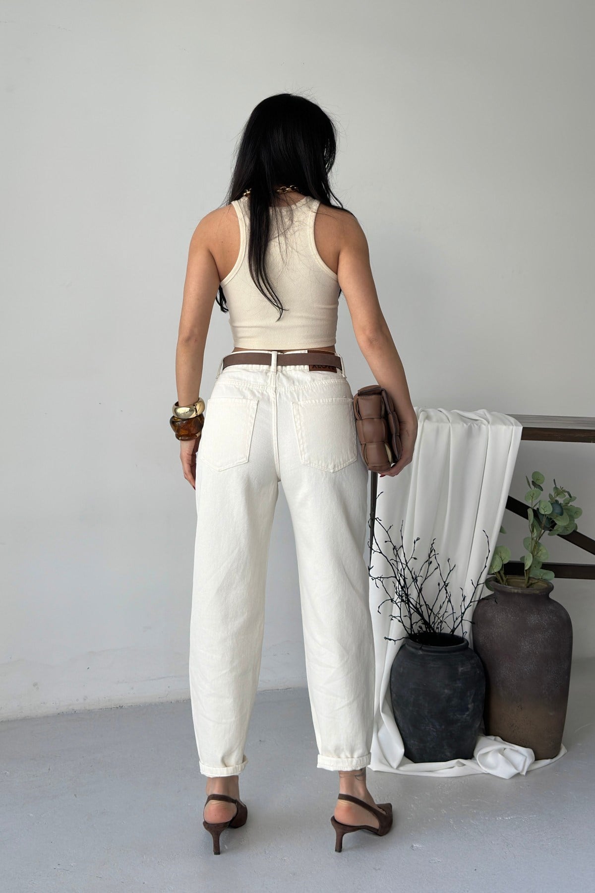 Likrasız Mom Kot Pantolon 7057