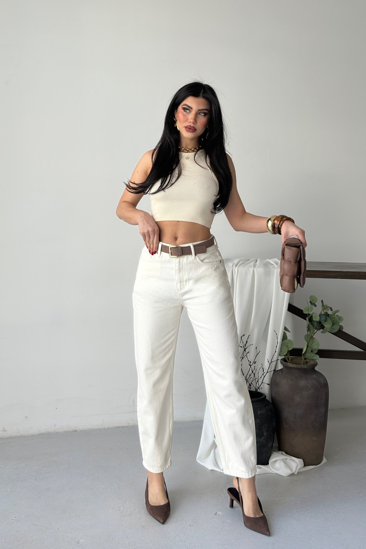 Likrasız Mom Kot Pantolon 7057