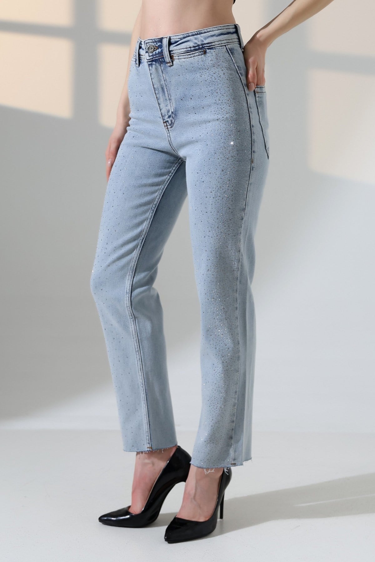 Serpme Taşlı  Relax Kot Pantolon 7193