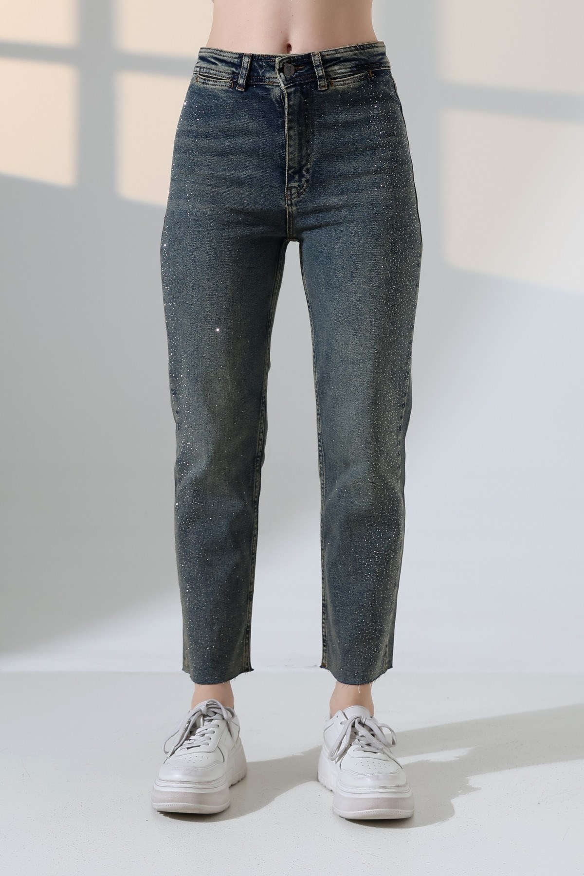 Serpme Taşlı  Relax Kot Pantolon 7193