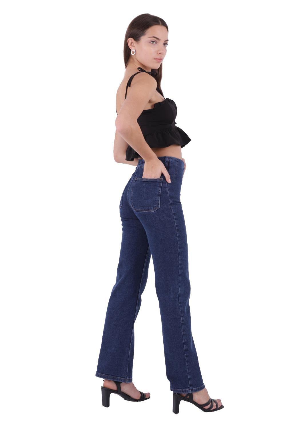 Wide Leg Jean with Dart and No Pocket Regular Dark Blue Regular Dark Blue (26-31)