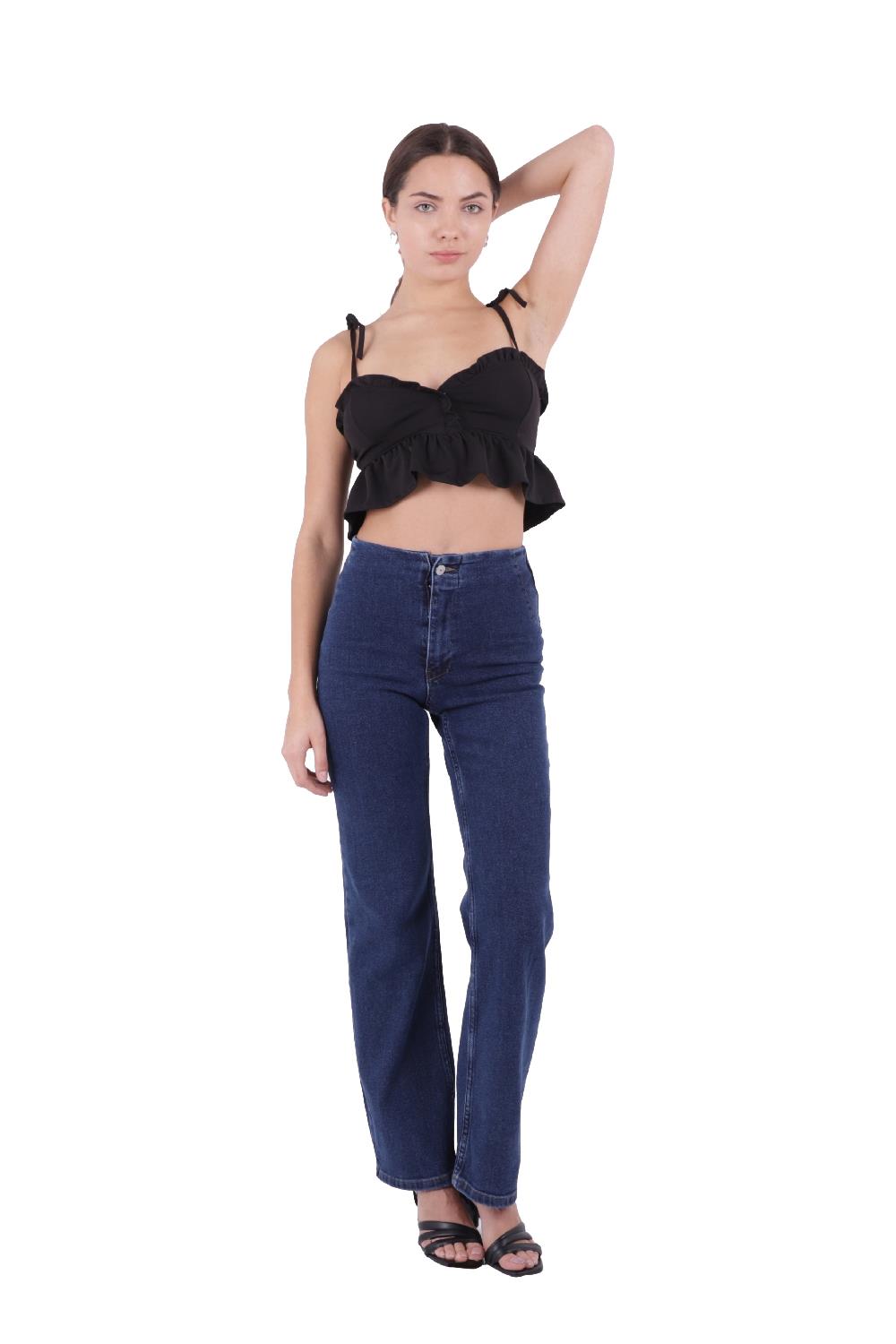 Wide Leg Jean with Dart and No Pocket Regular Dark Blue Regular Dark Blue (26-31)