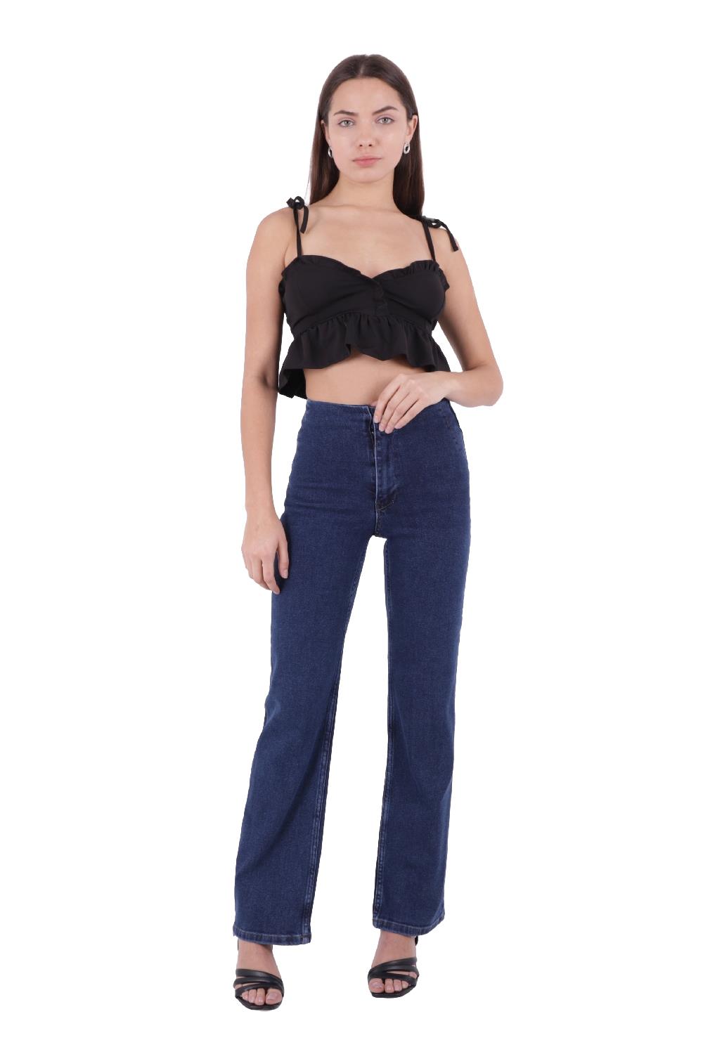 Wide Leg Jean with Dart and No Pocket Regular Dark Blue Regular Dark Blue (26-31)