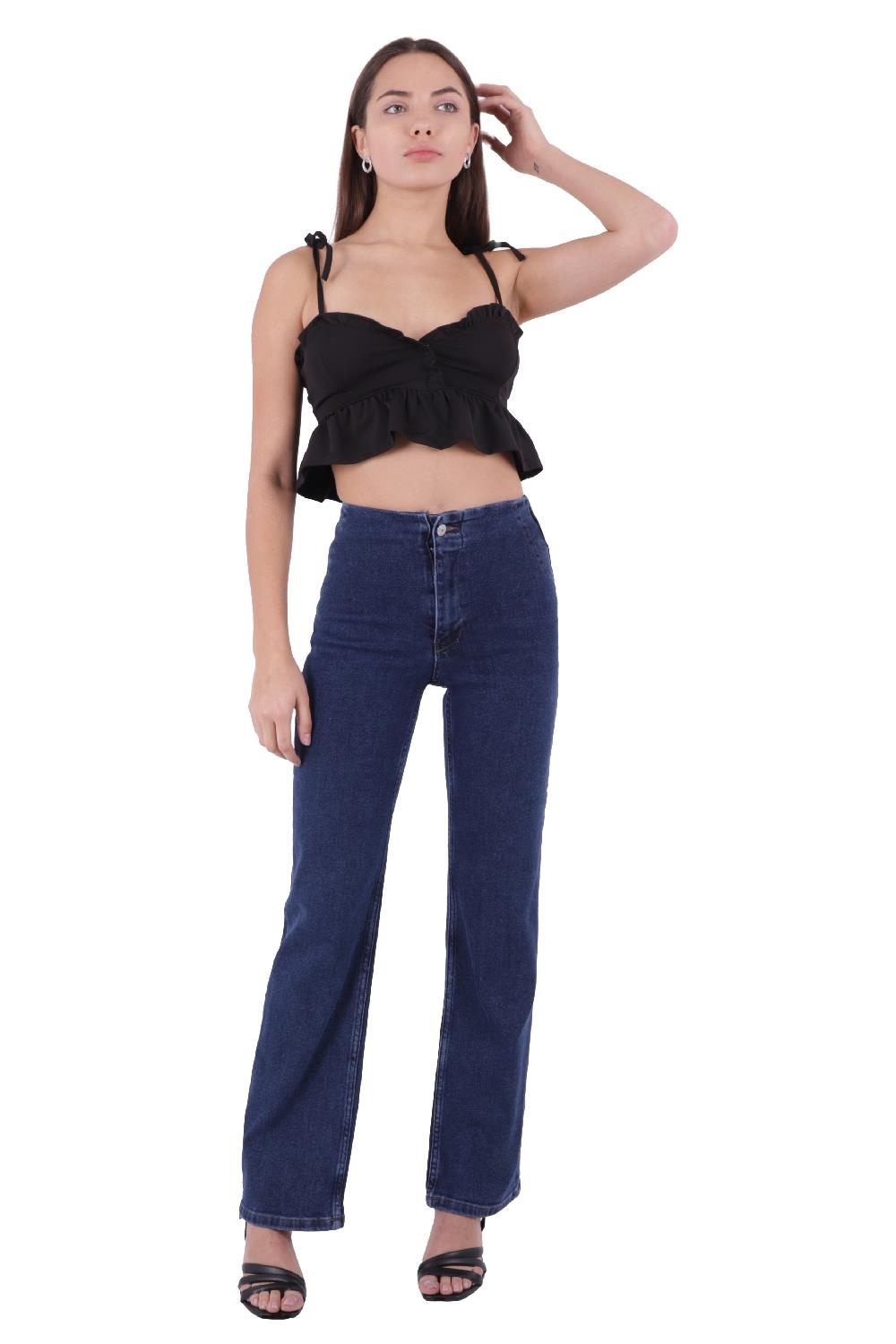 Wide Leg Jean with Dart and No Pocket Regular Dark Blue Regular Dark Blue (26-31)