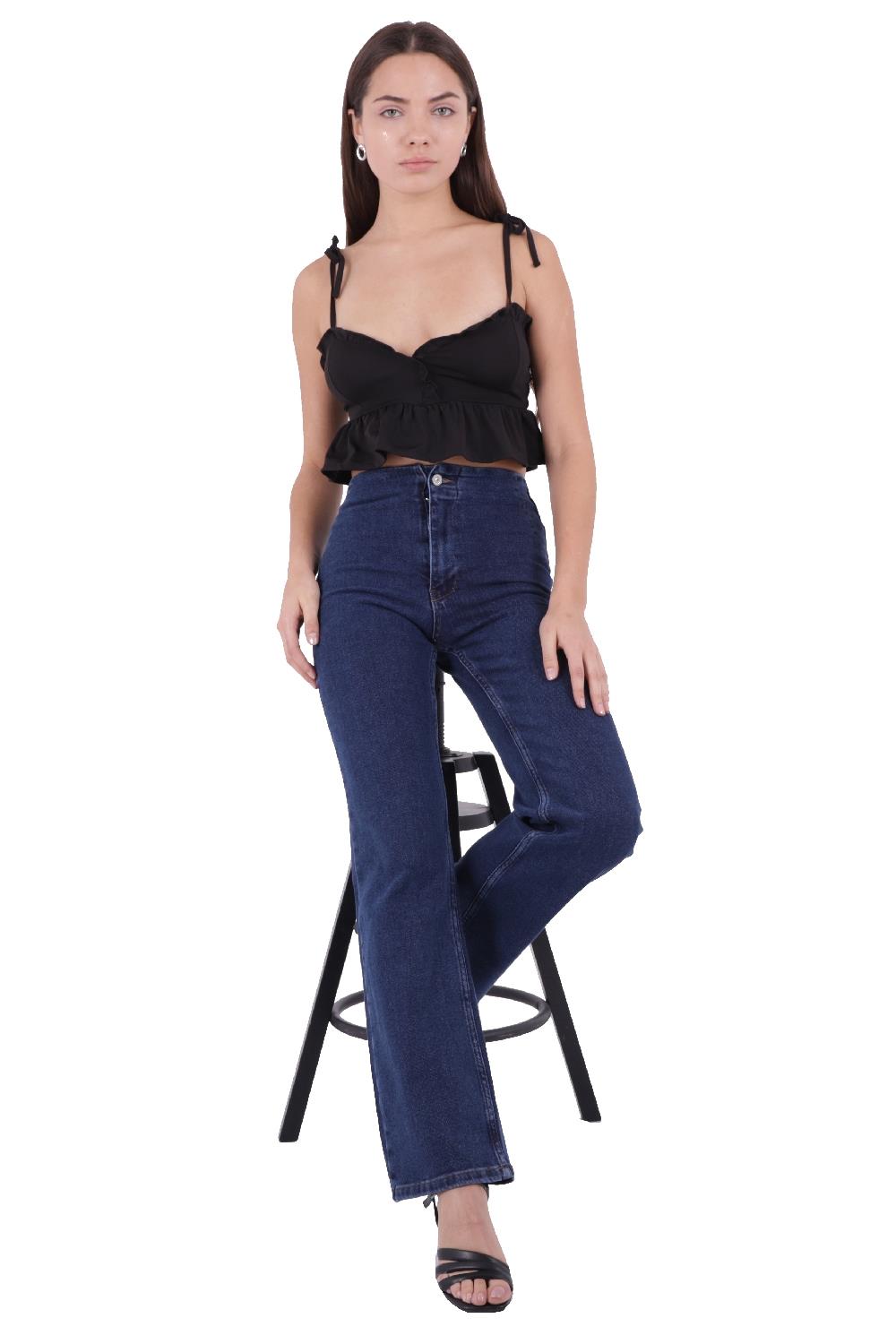 Wide Leg Jean with Dart and No Pocket Regular Dark Blue Regular Dark Blue (26-31)
