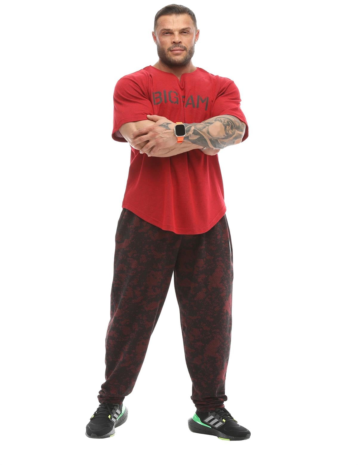 Baggy Technical Camo Gym Pants Burgundy BGSM PNT1365
