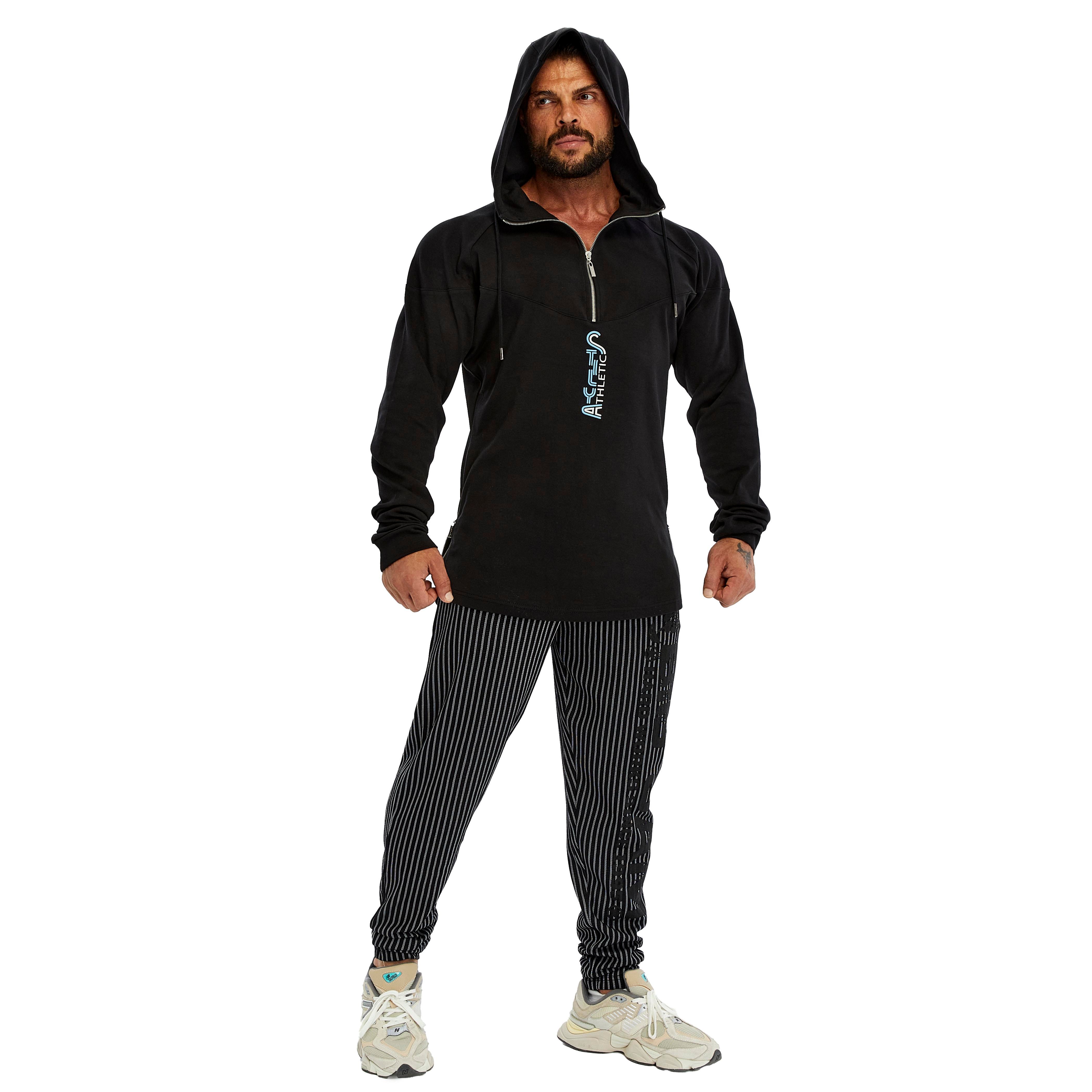 Mens  Athletic Strech Pullover Muscle Hooded