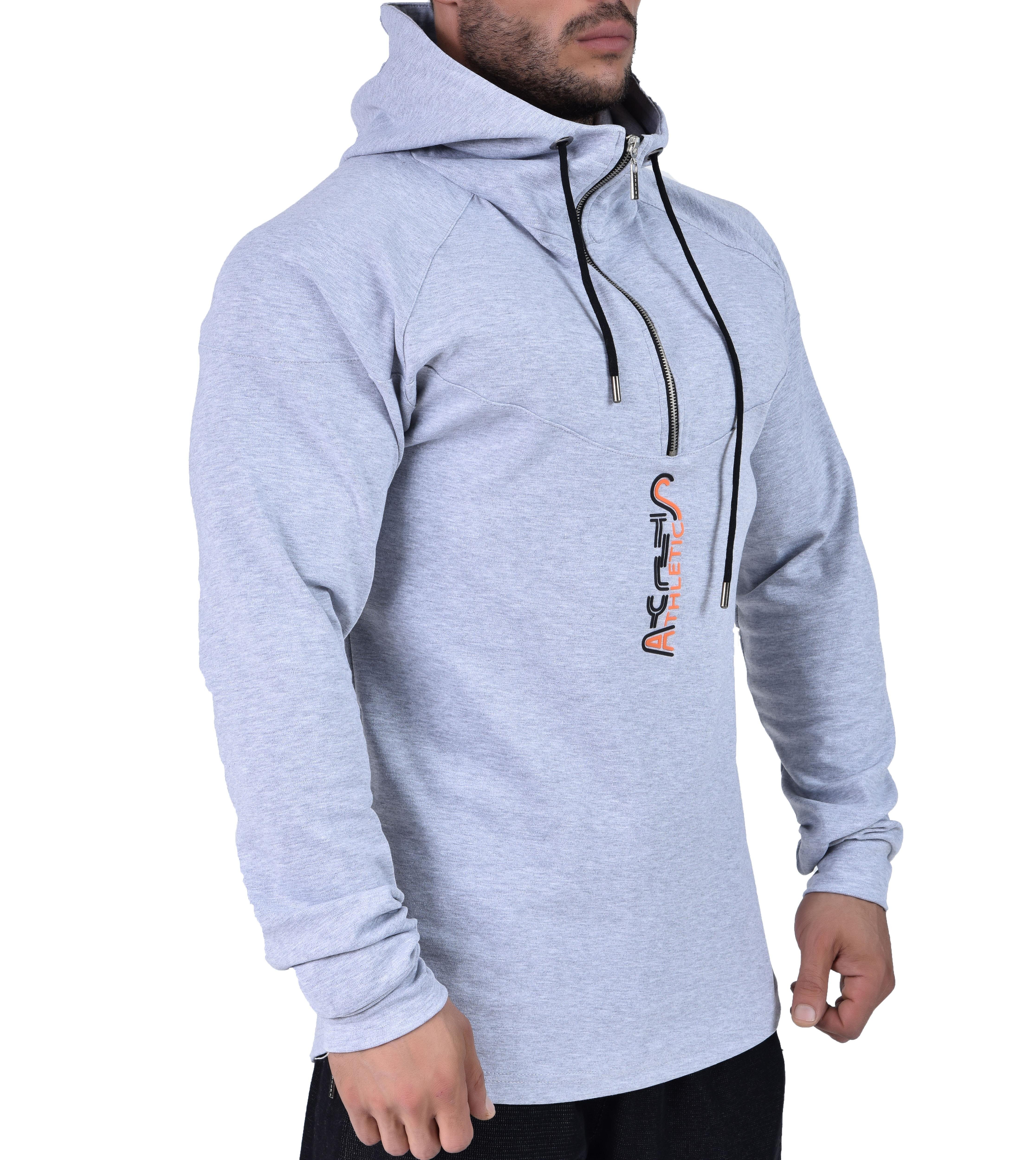 Mens  Athletic Strech Pullover Muscle Hooded