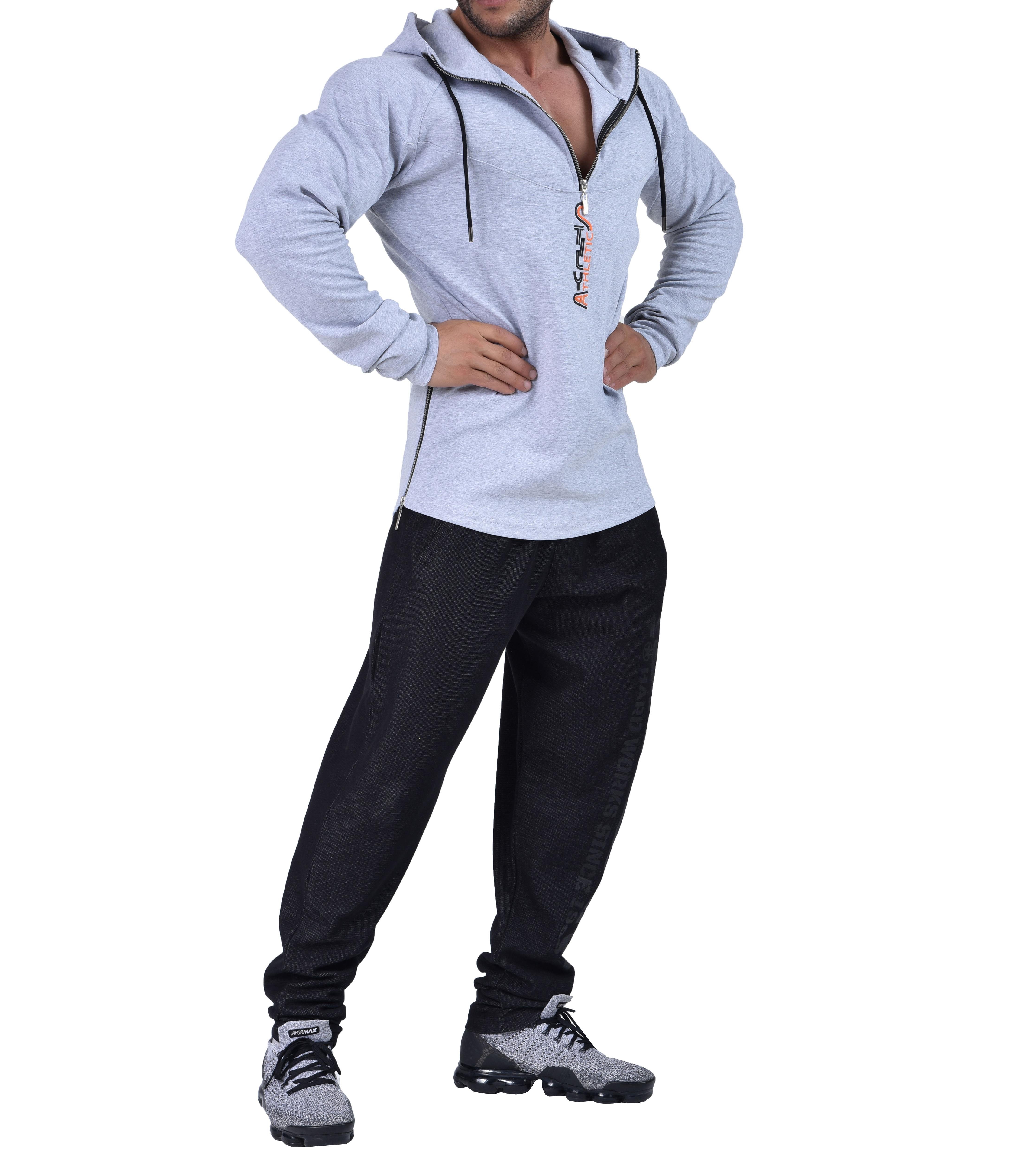 Mens  Athletic Strech Pullover Muscle Hooded