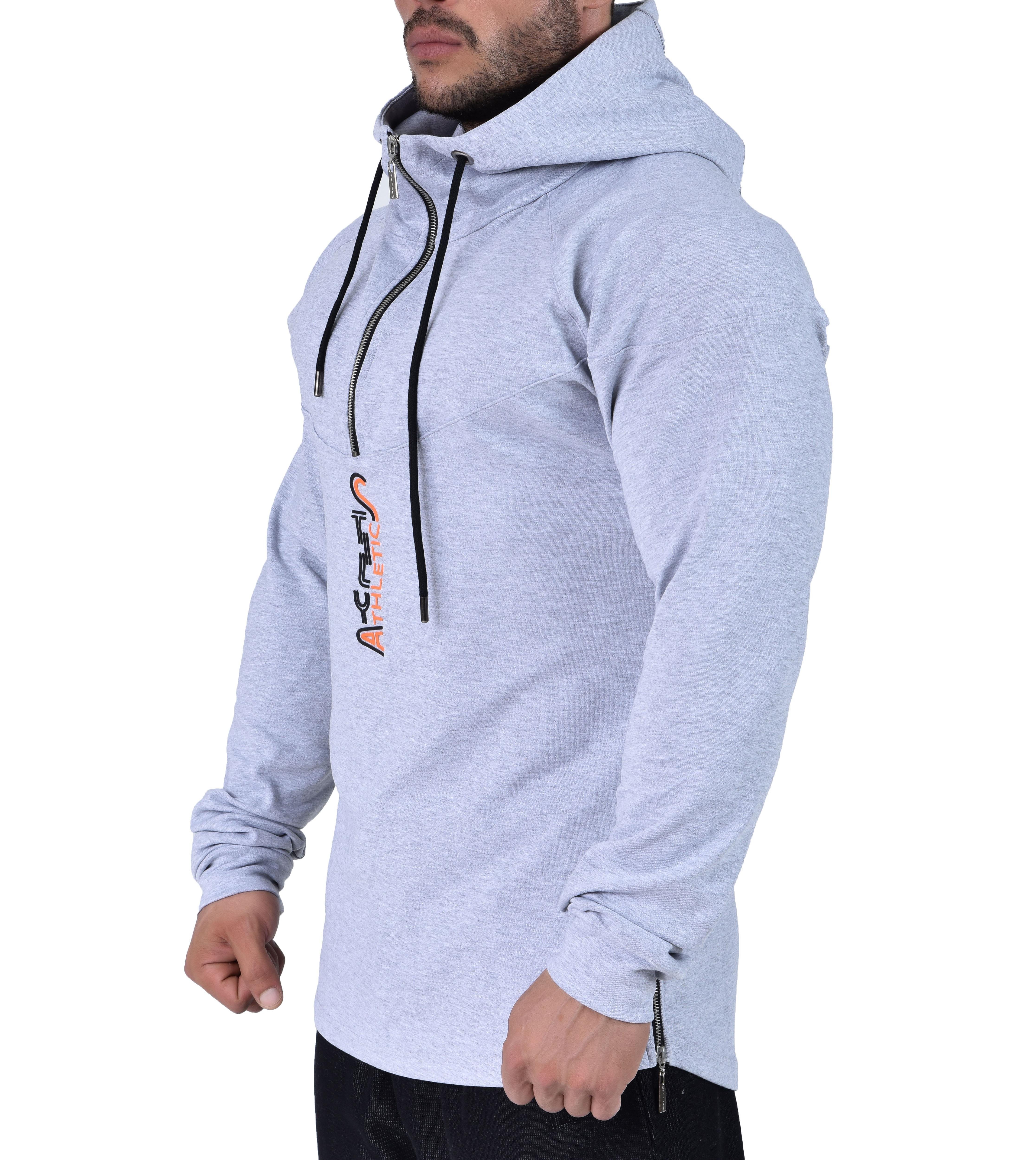 Mens  Athletic Strech Pullover Muscle Hooded