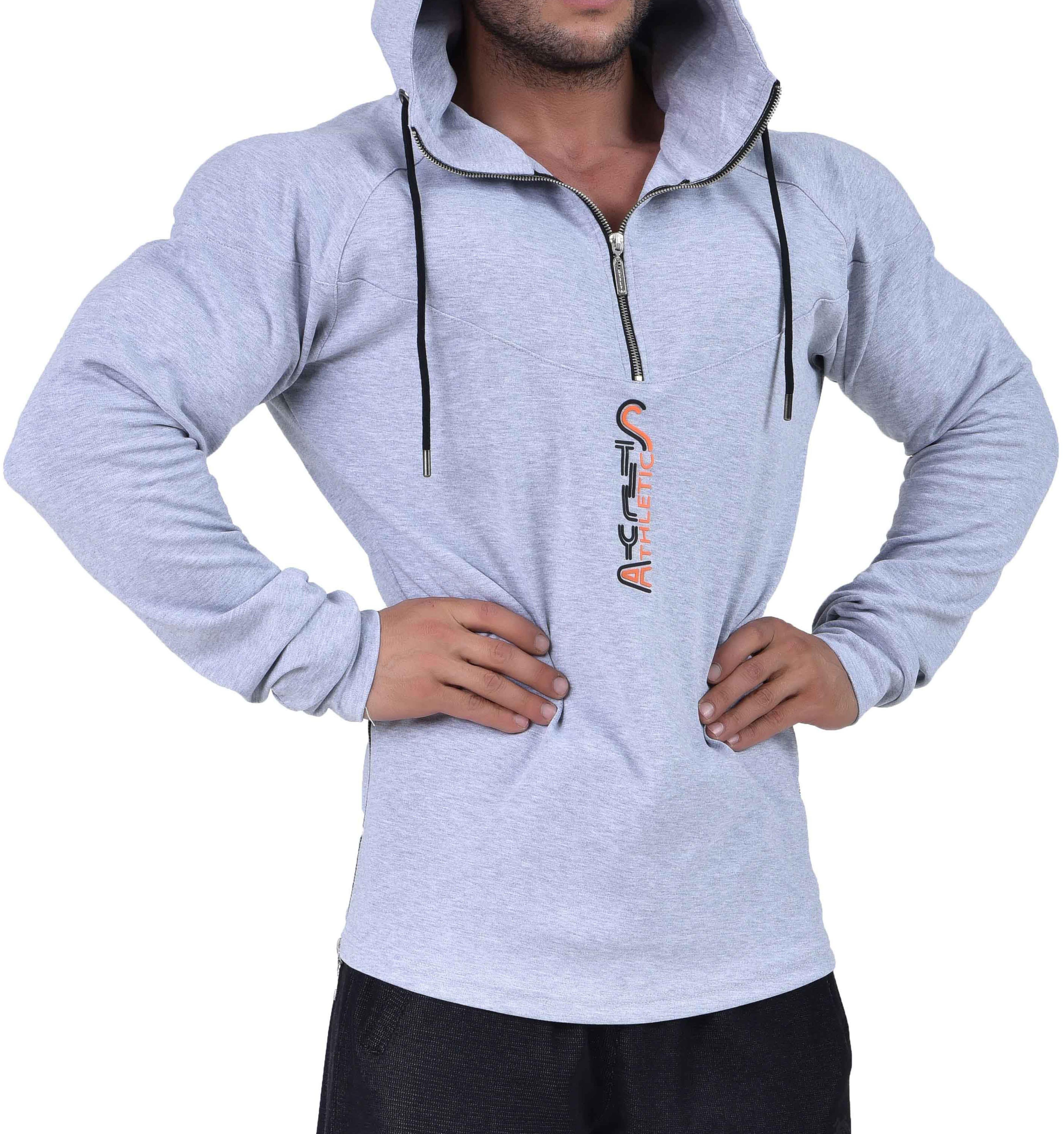 Mens  Athletic Strech Pullover Muscle Hooded