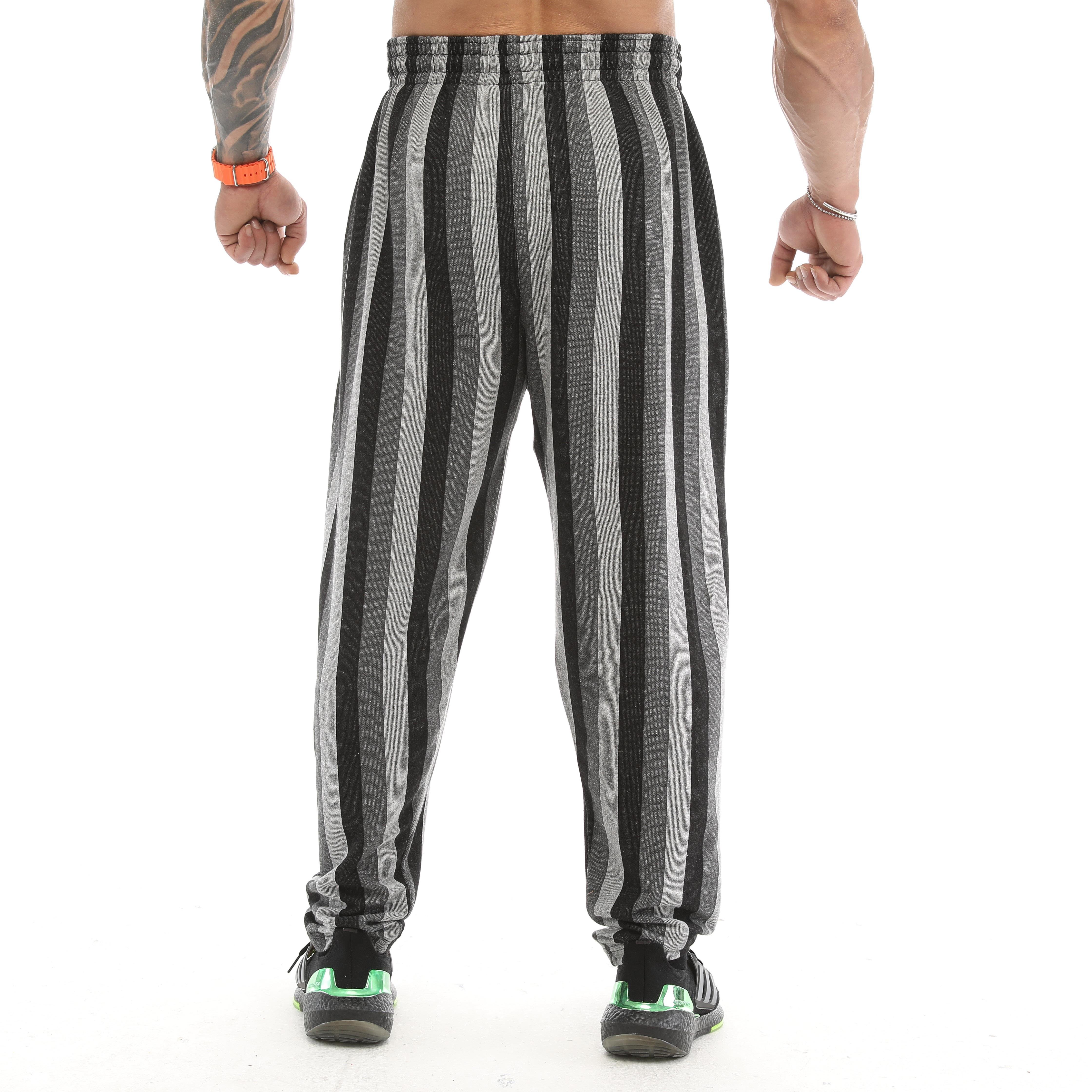 Men's Baggy Sweatpants with Pockets, Oversize Striped Oldschool Trackpants