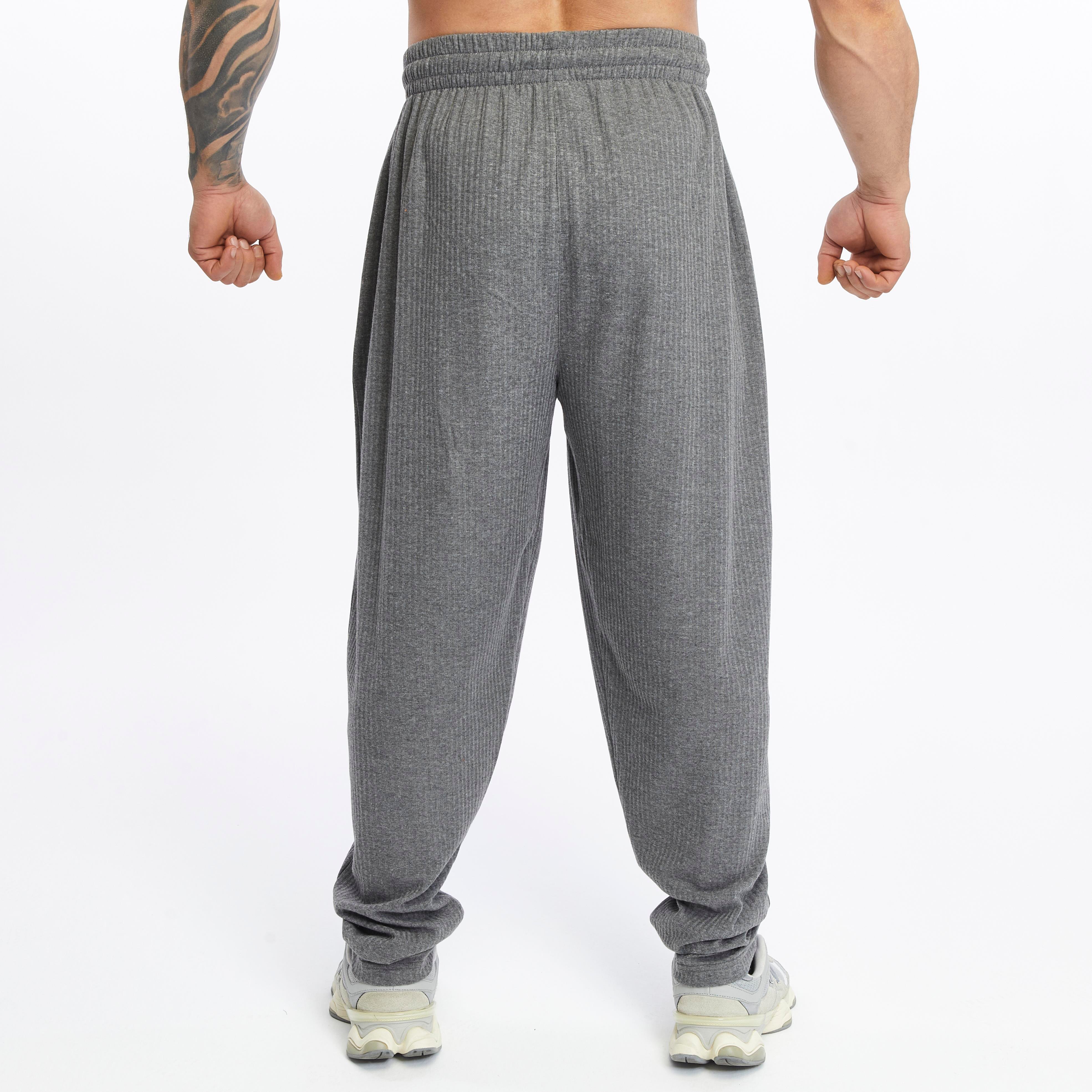 Mens Casual Cotton Drawstring Pants Elastic Waist Side Pockets 