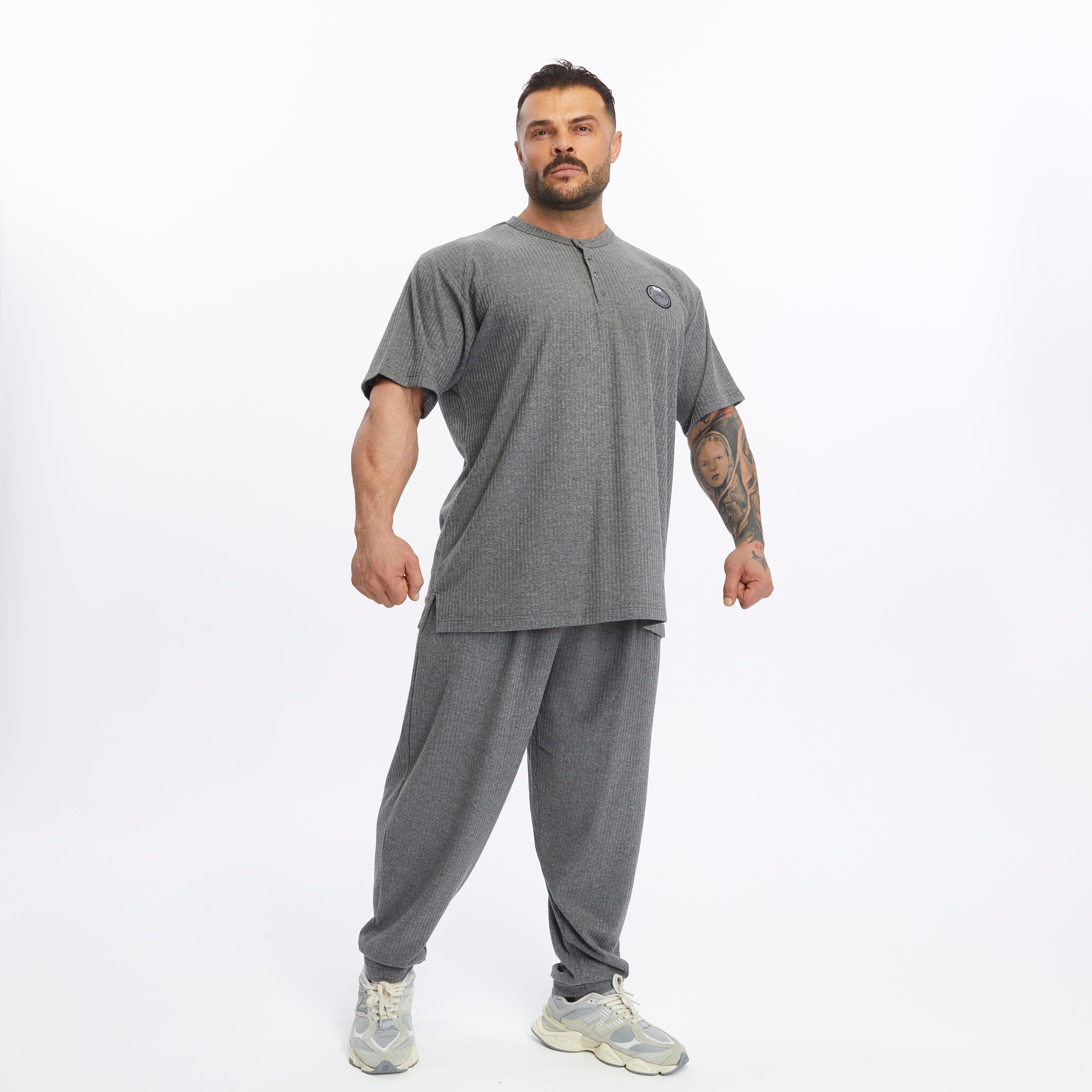 Mens Casual Cotton Drawstring Pants Elastic Waist Side Pockets 