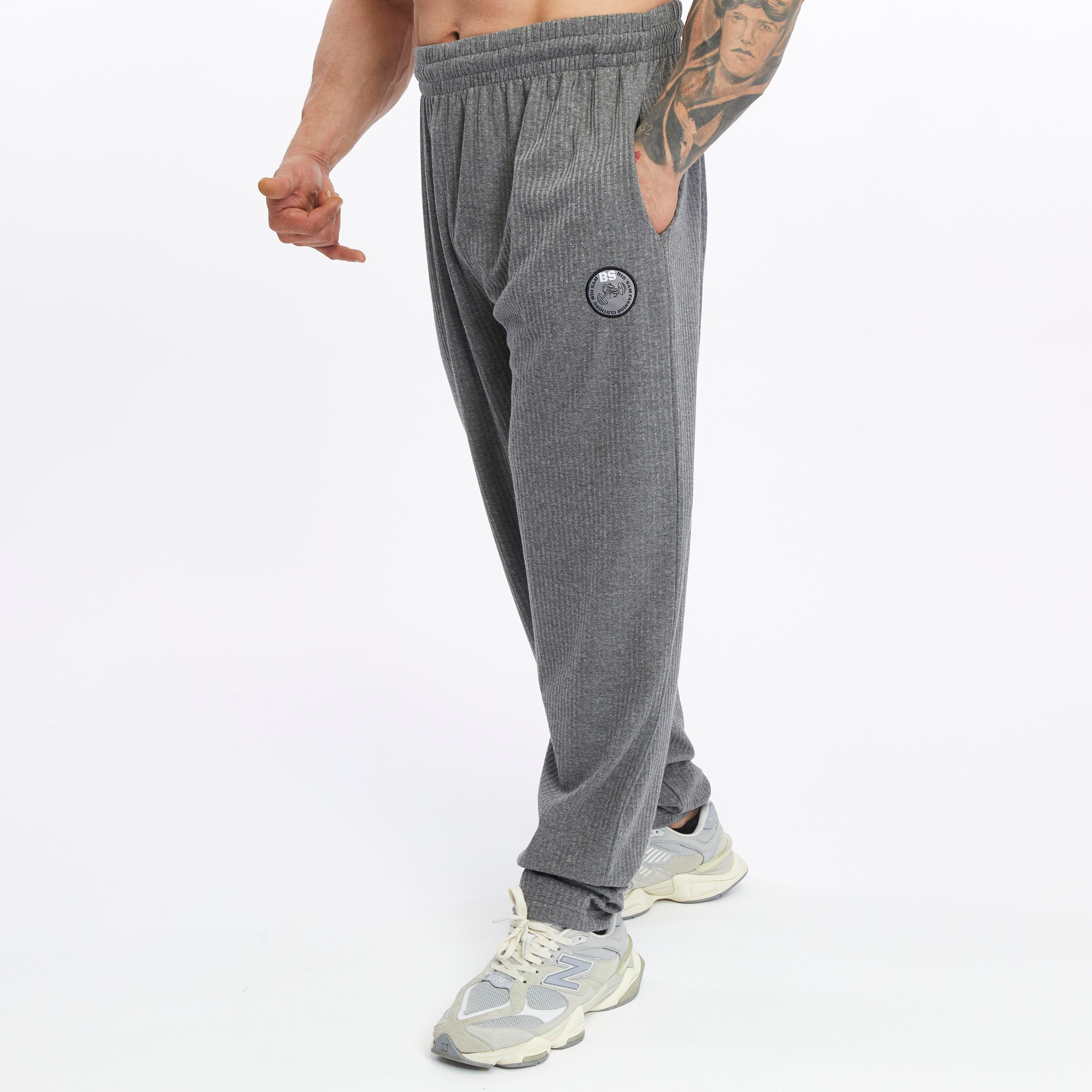 Mens Casual Cotton Drawstring Pants Elastic Waist Side Pockets 