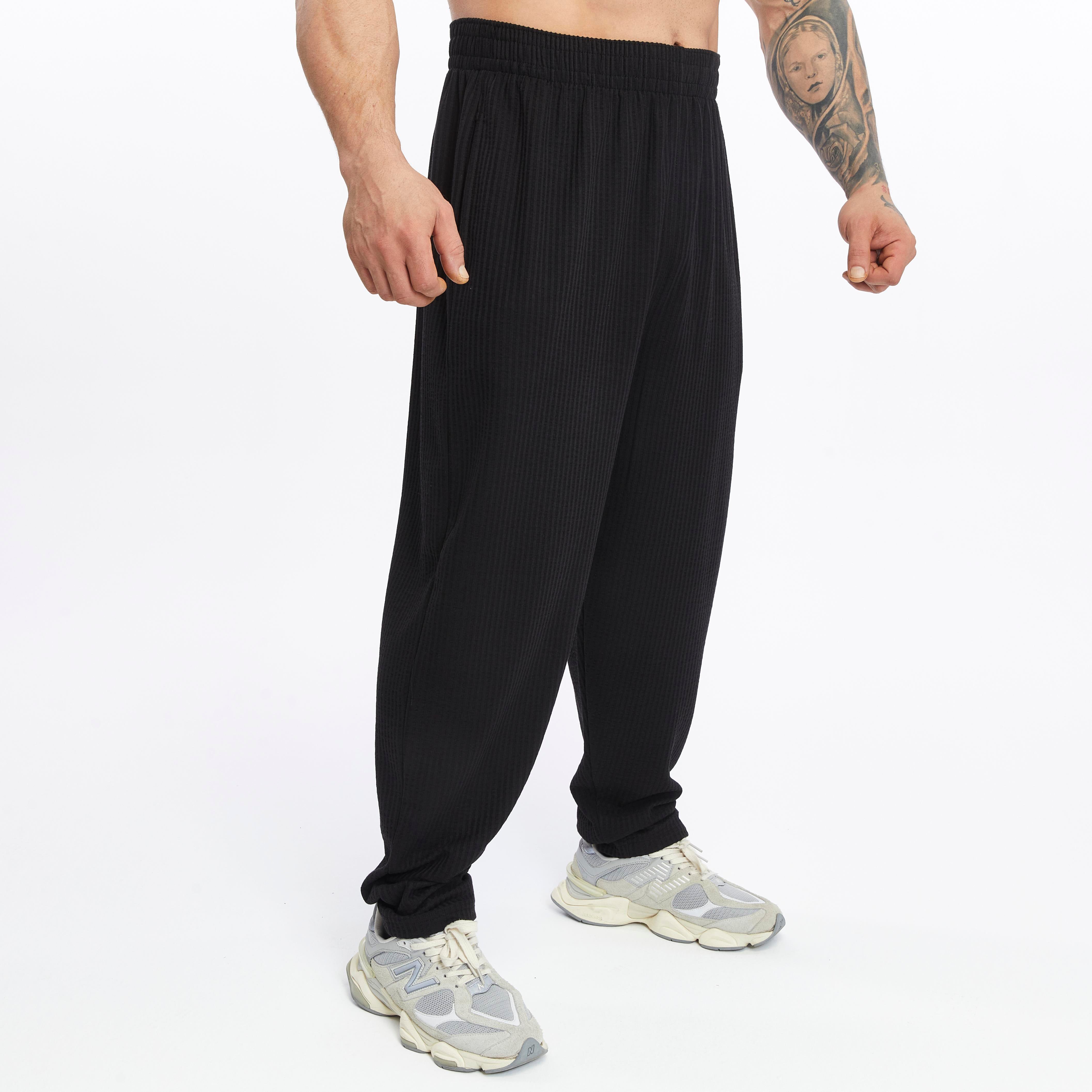 Mens Casual Cotton Drawstring Pants Elastic Waist with Pockets 