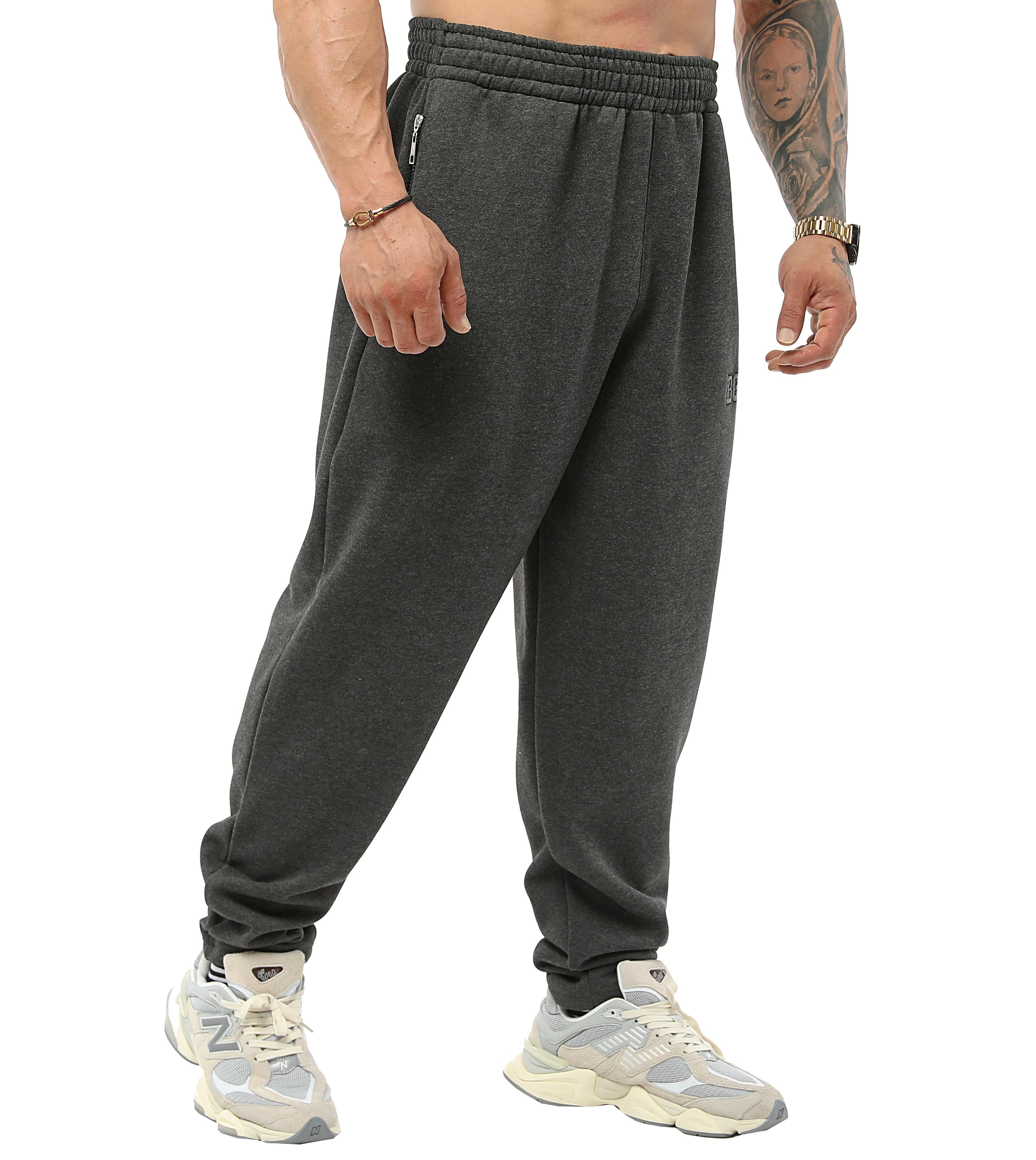 Men's Luxury Winter Sweatpants with Zippered Pockets Anthracite