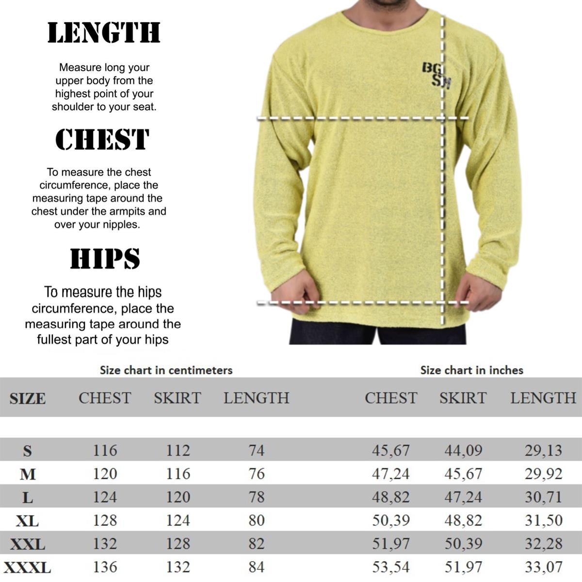 Mens Oversize Long Sleeve Towel Sweater 4715 Yellow