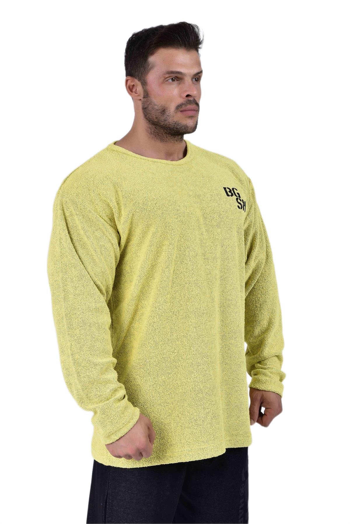 Mens Oversize Long Sleeve Towel Sweater 4715 Yellow
