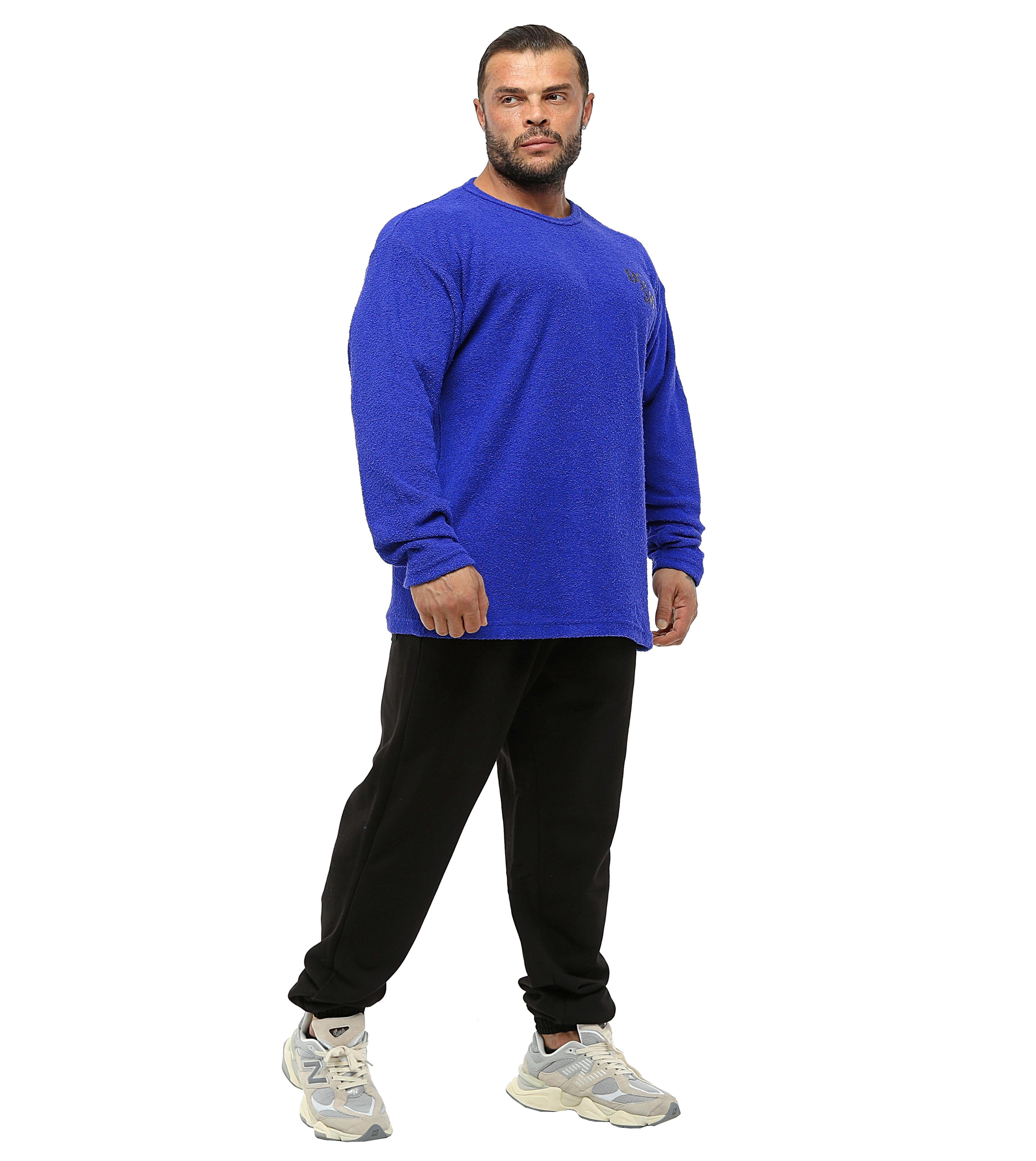 Mens Oversize Long Sleeve Towel Sweater Blue 4714