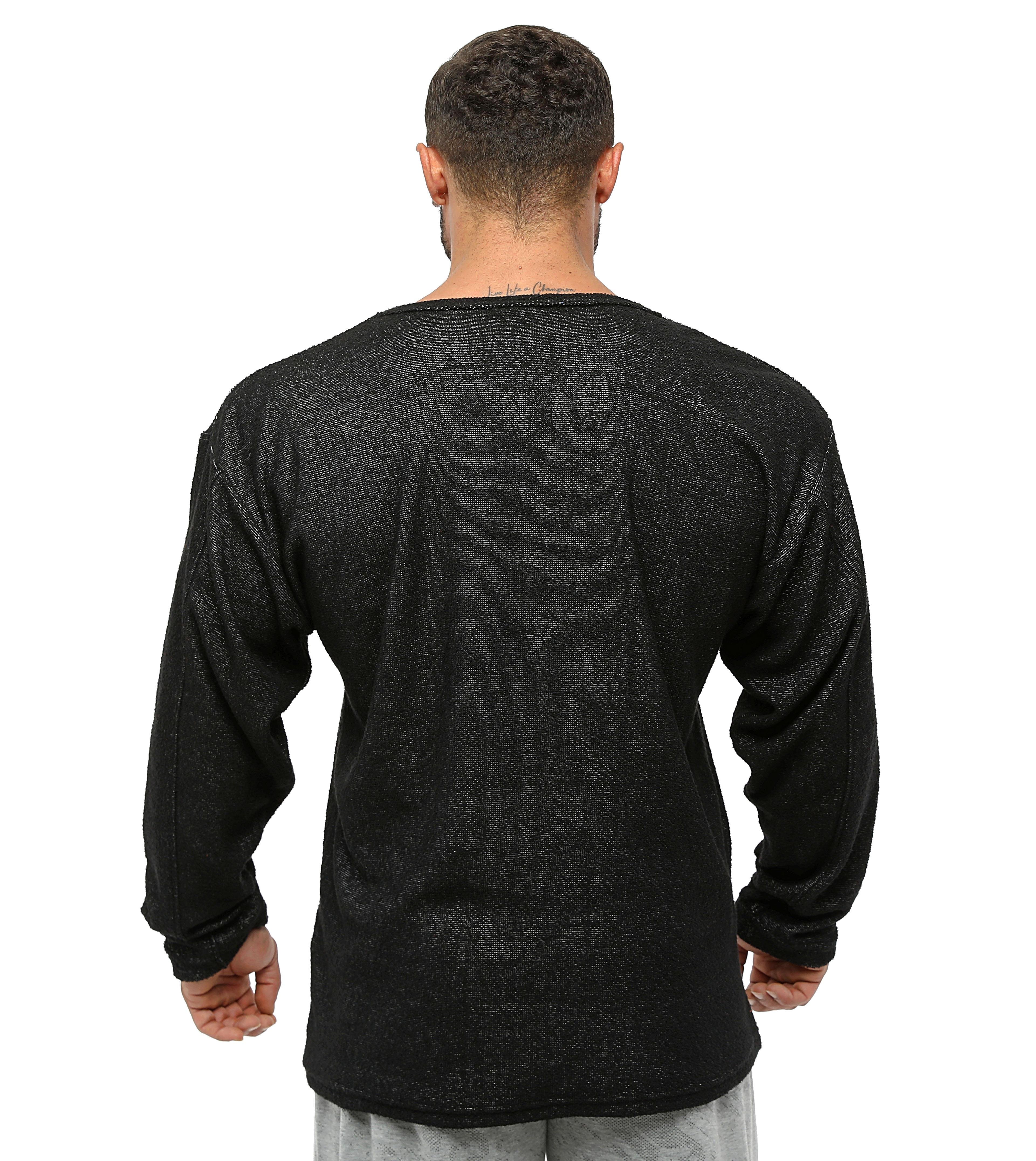 Mens Oversize Long Sleeve Towel Sweater 4716 Black