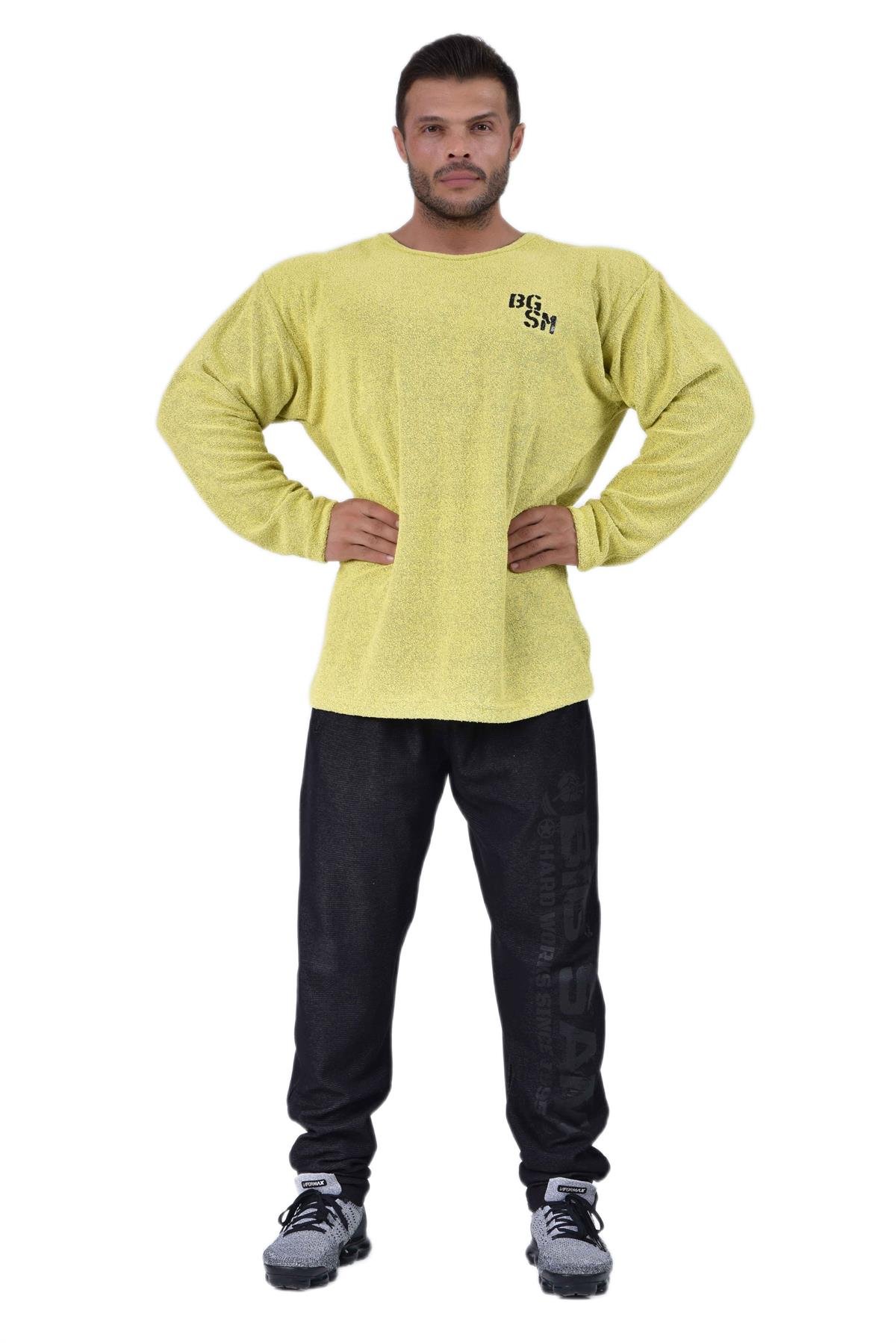 Mens Oversize Long Sleeve Towel Sweater 4715 Yellow