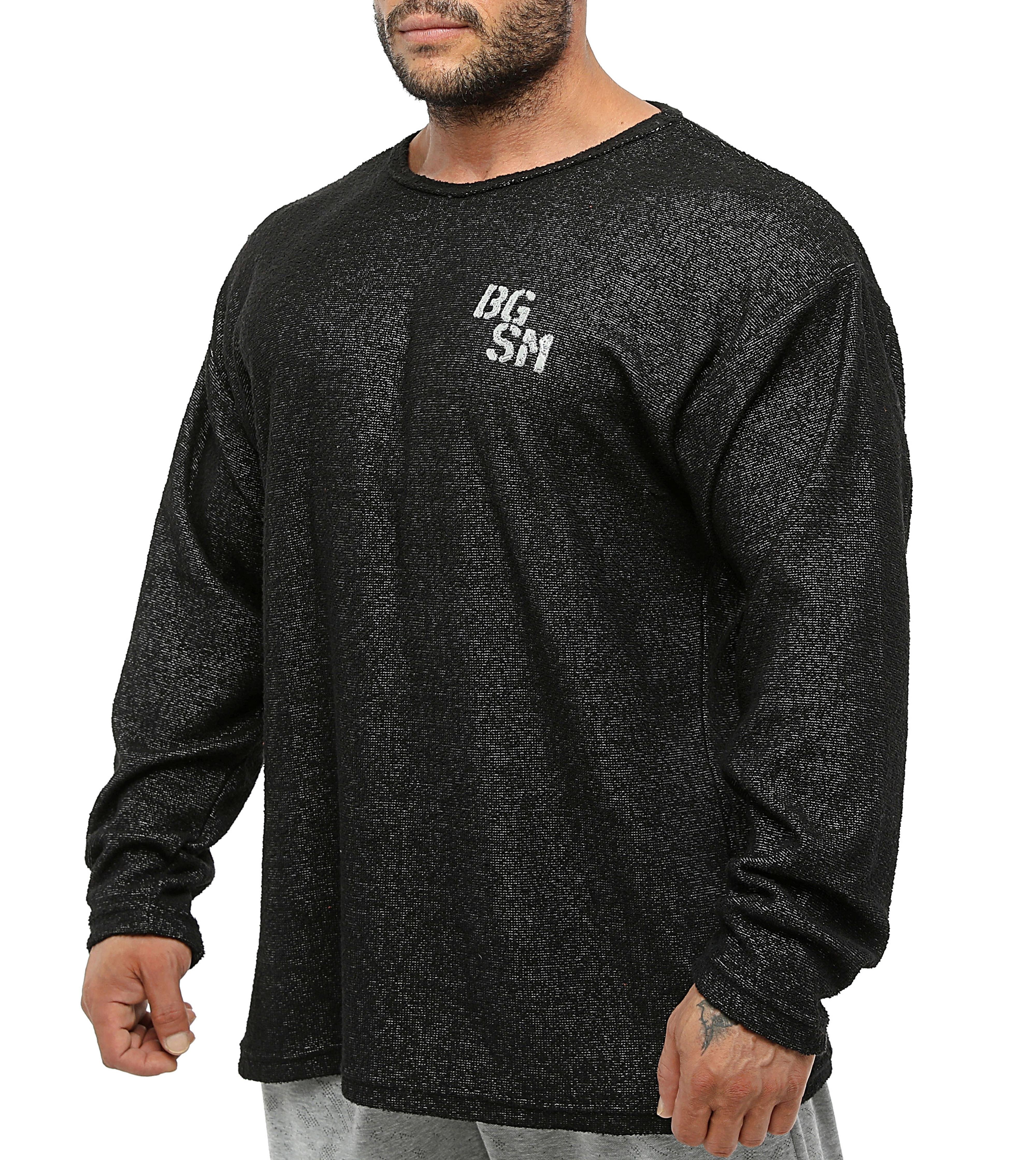 Mens Oversize Long Sleeve Towel Sweater 4716 Black