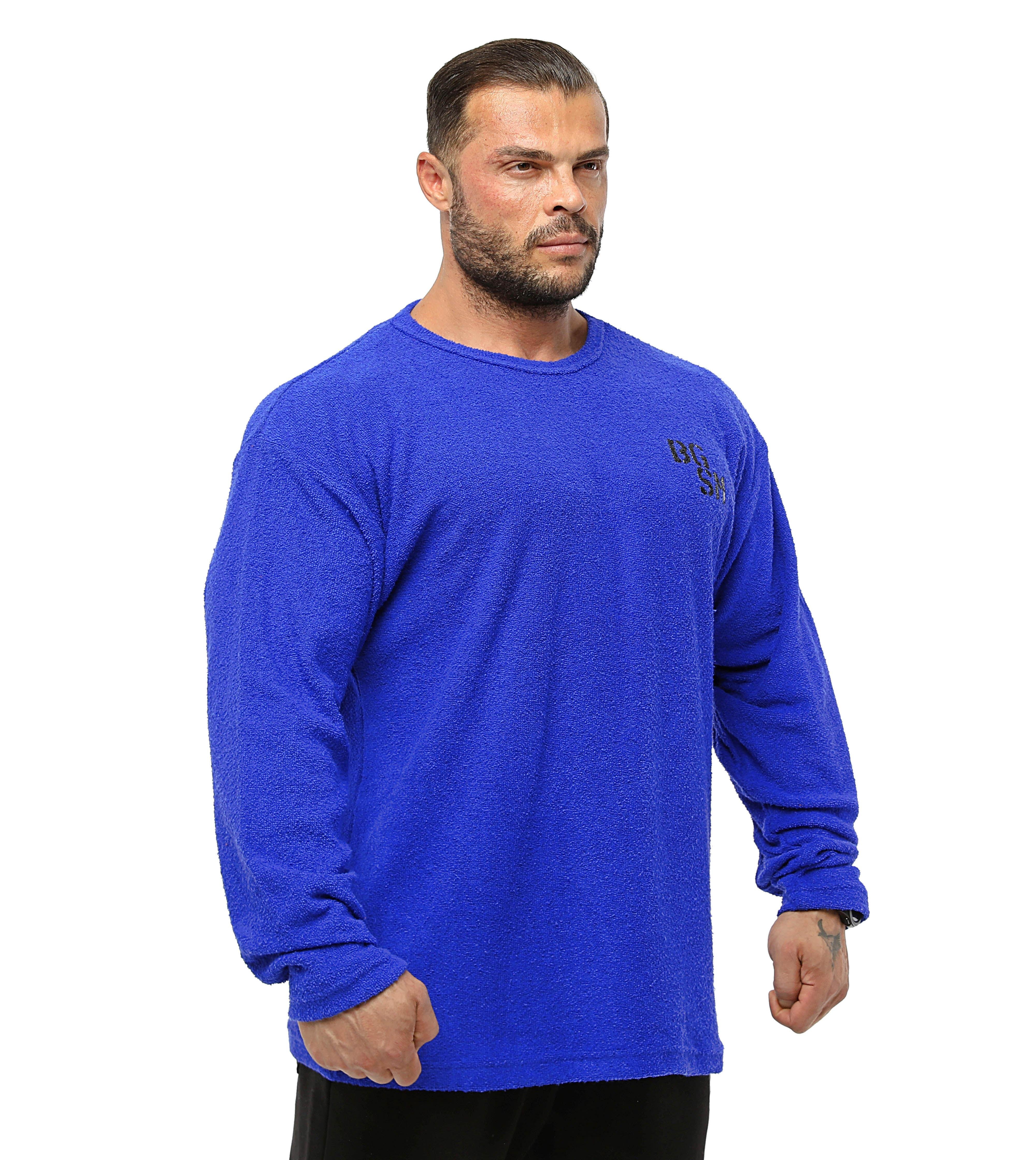 Mens Oversize Long Sleeve Towel Sweater Blue 4714