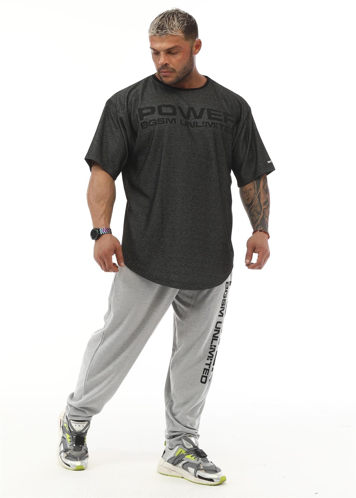 Men's Oversize Rag Top Gym T-shirt BGSM 3330 ANTHRACITE