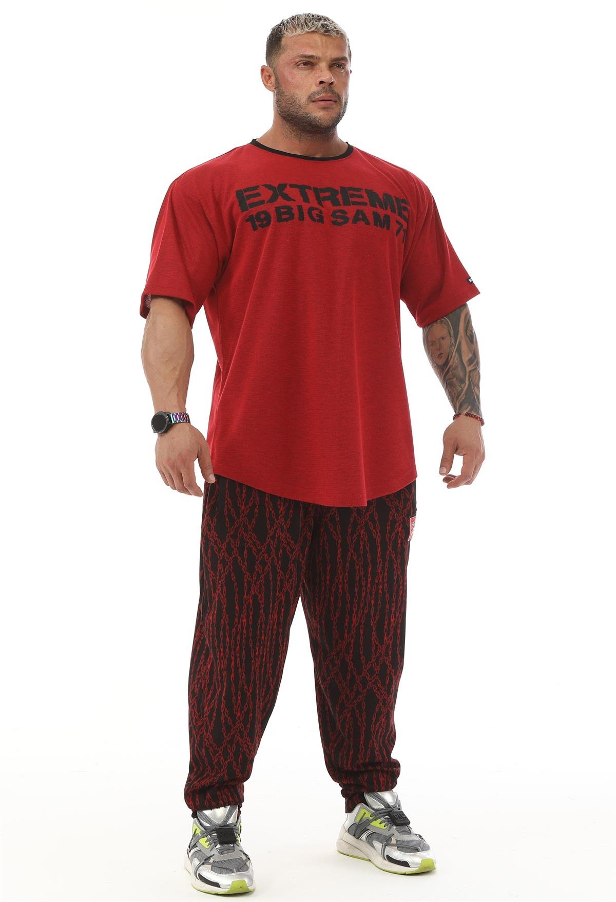 Men's Oversize Rag Top Gym T-shirt BGSM 3330 BURGUNDY