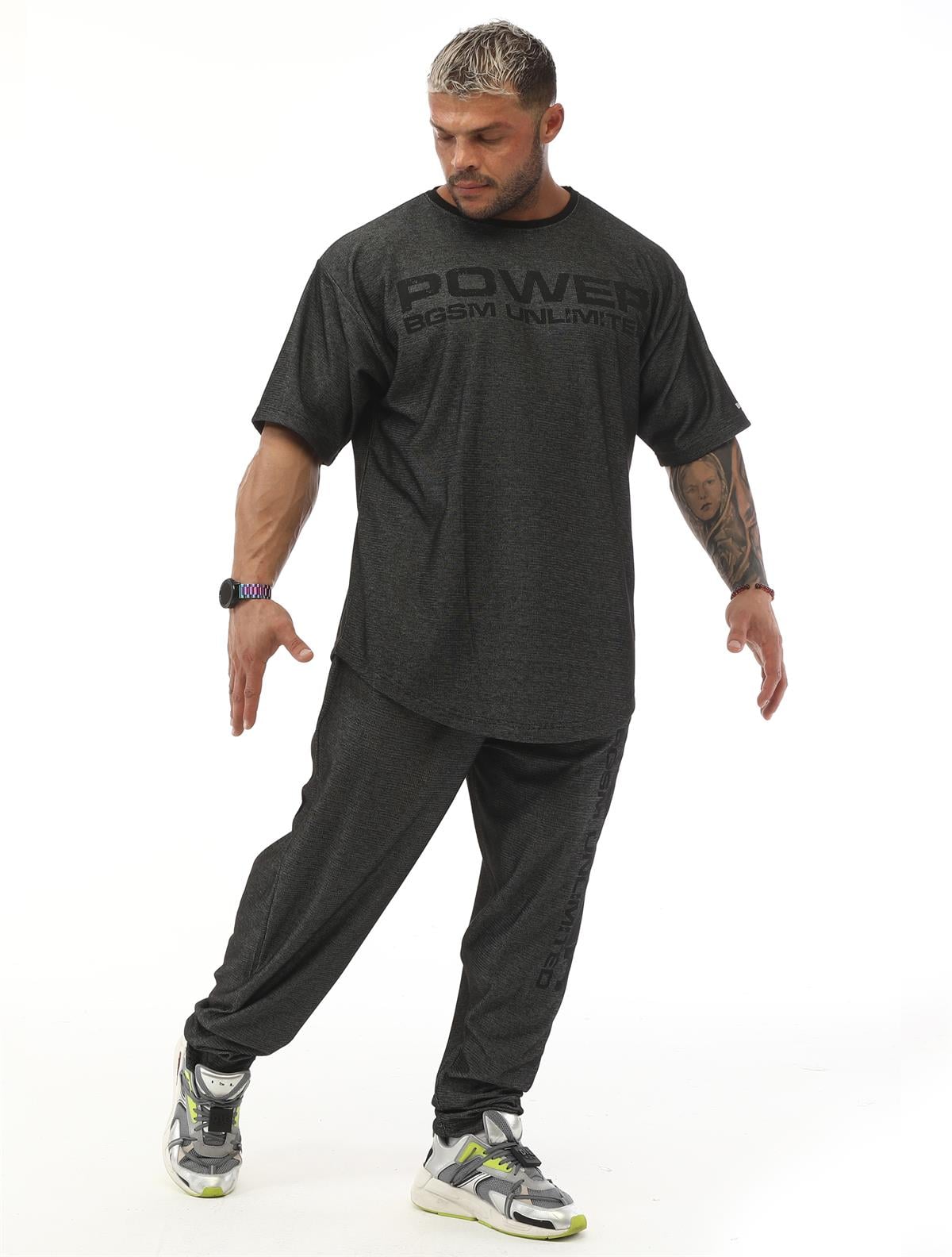Men's Oversize Rag Top Gym T-shirt BGSM 3330 ANTHRACITE