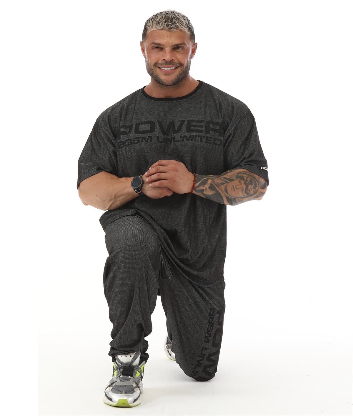 Men's Oversize Rag Top Gym T-shirt BGSM 3330 ANTHRACITE