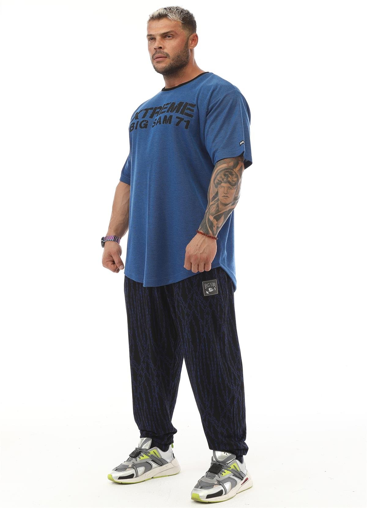 Men's Oversize Rag Top Gym T-shirt BGSM 3330 BLUE