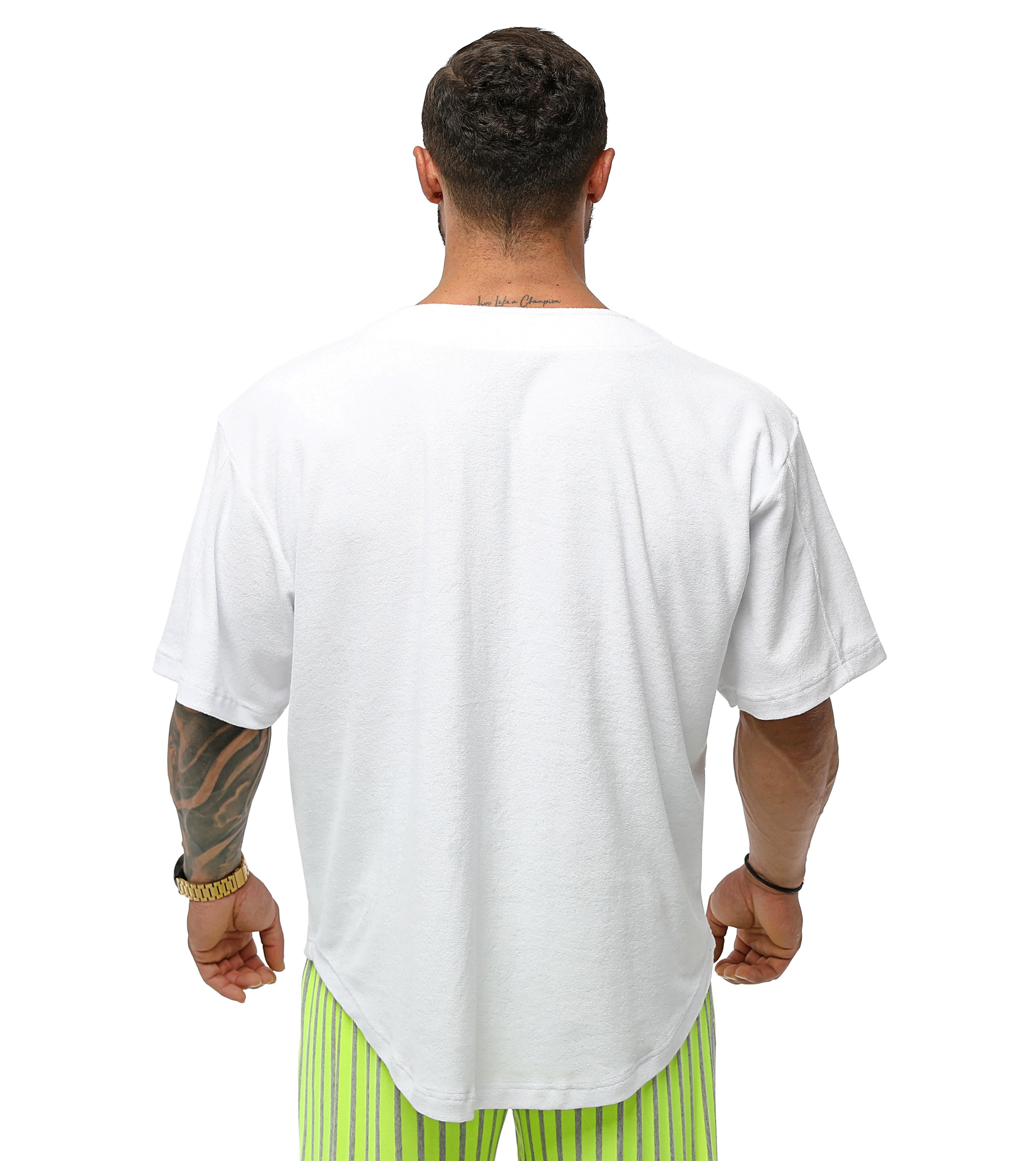Men's Oversize Rag Top White Towel Fabric T-shirt Big Sam 3342-White