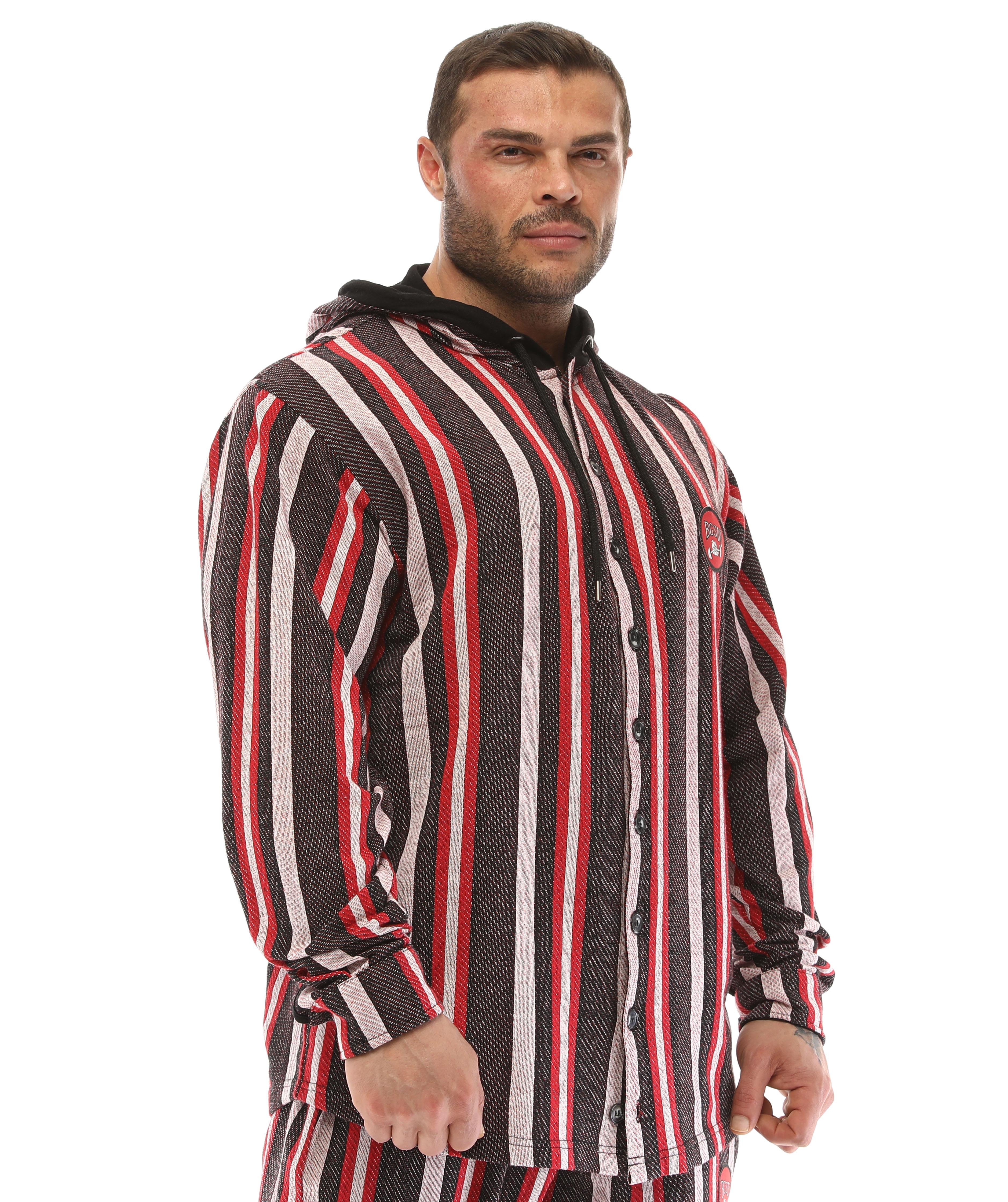 Mens Oversize Shirt Hooded Long Sleeve