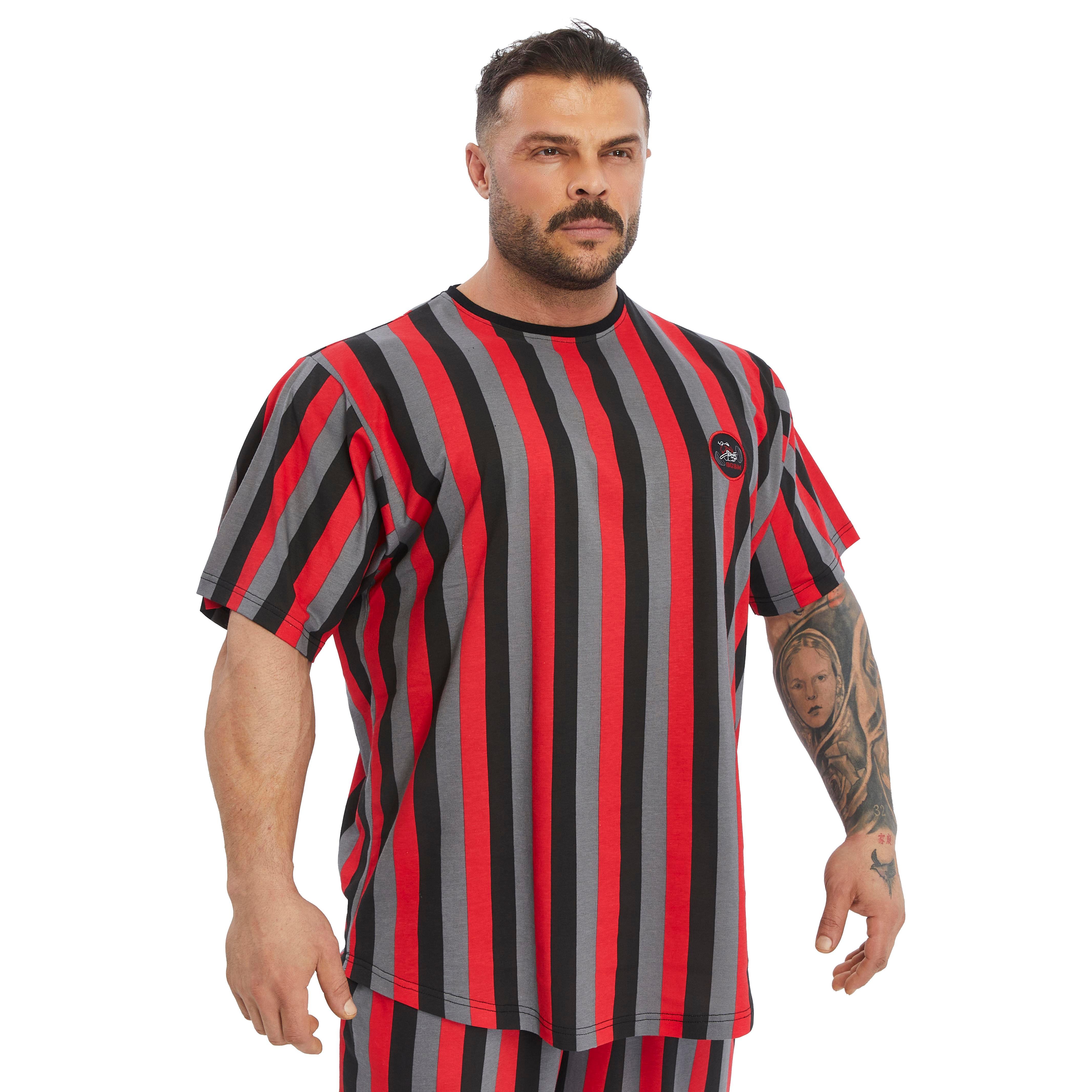 Mens Oversize Striped Cooton Gym Shirt Rag Top