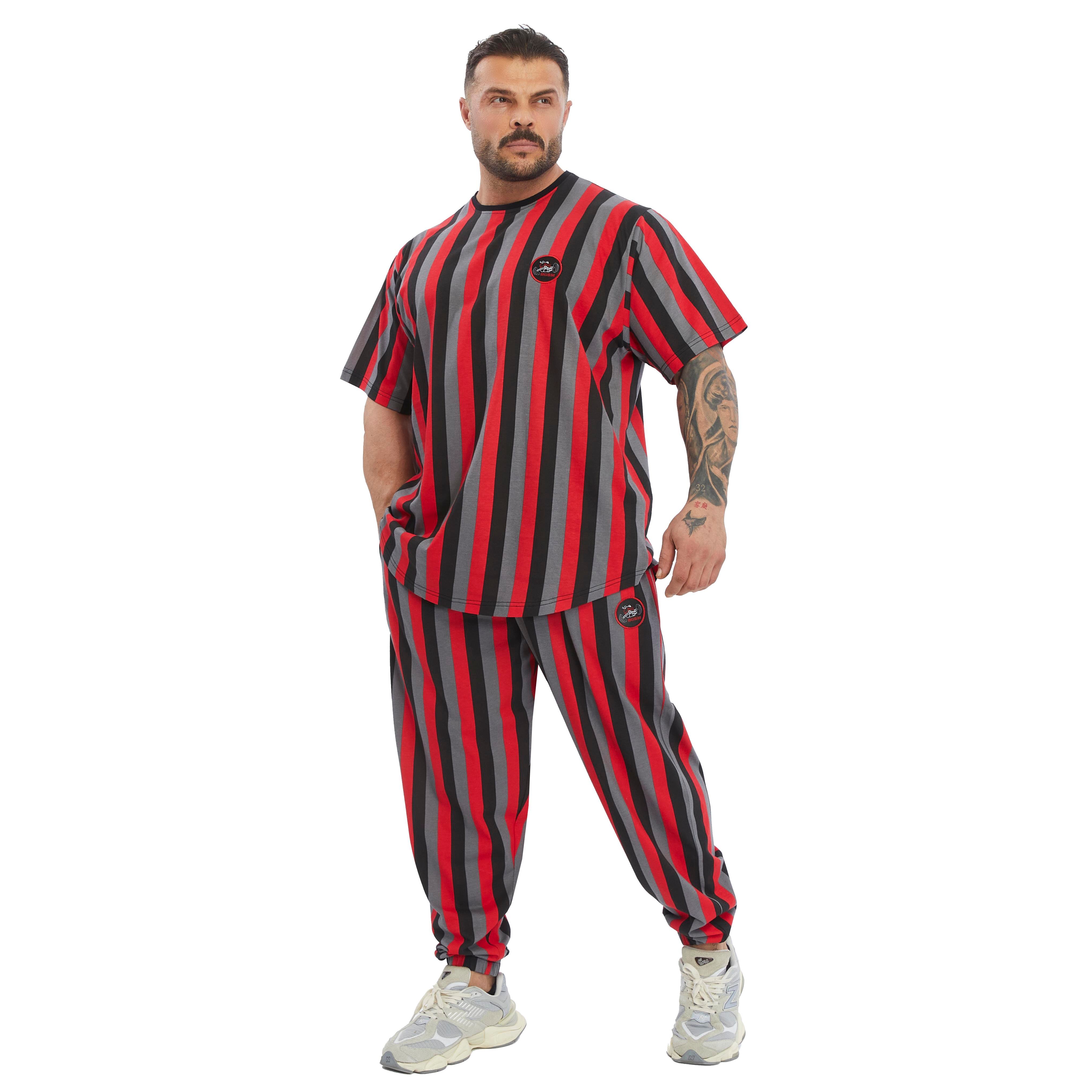 Mens Oversize Striped Cooton Gym Shirt Rag Top