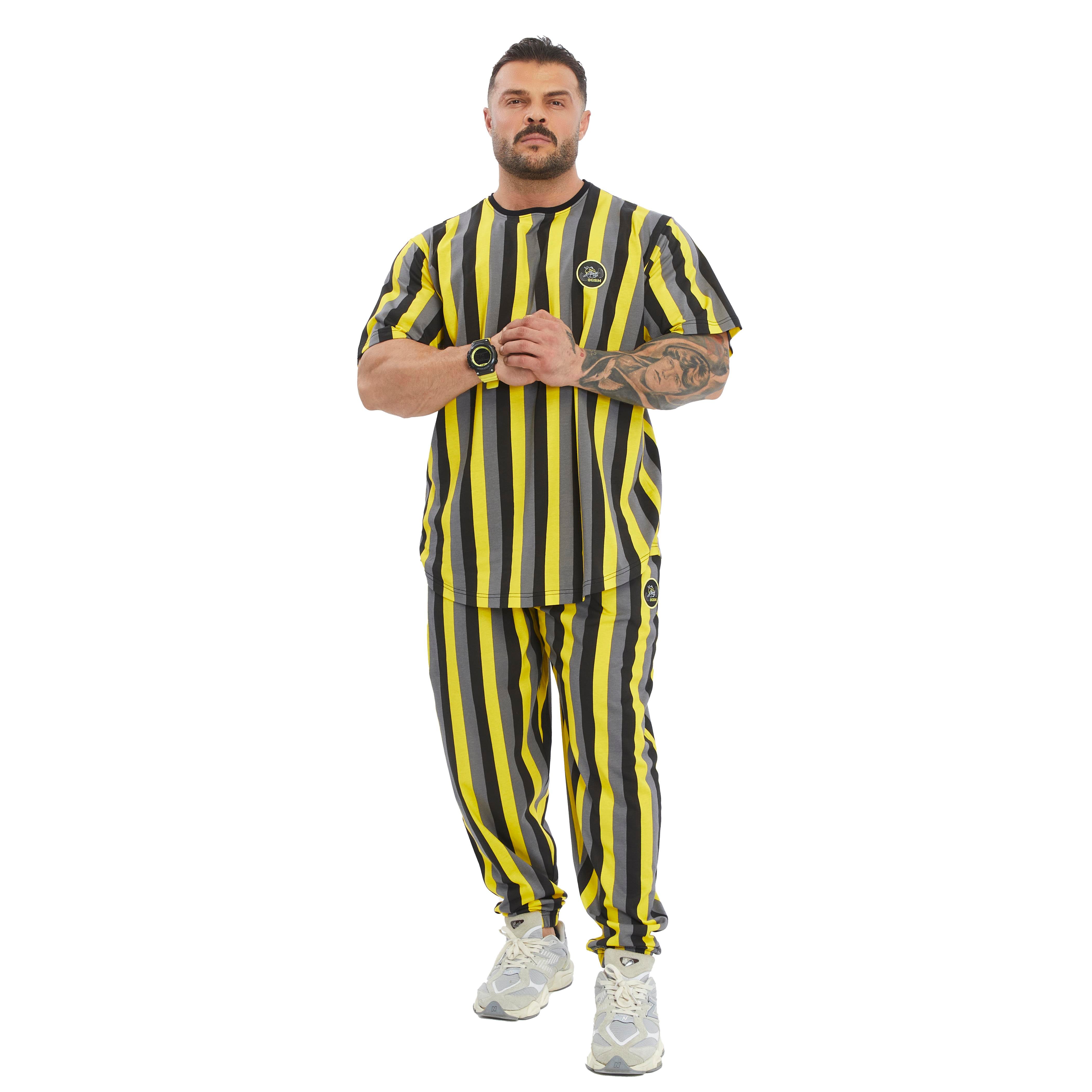 Mens Oversize Striped Cooton Gym Shirt Rag Top