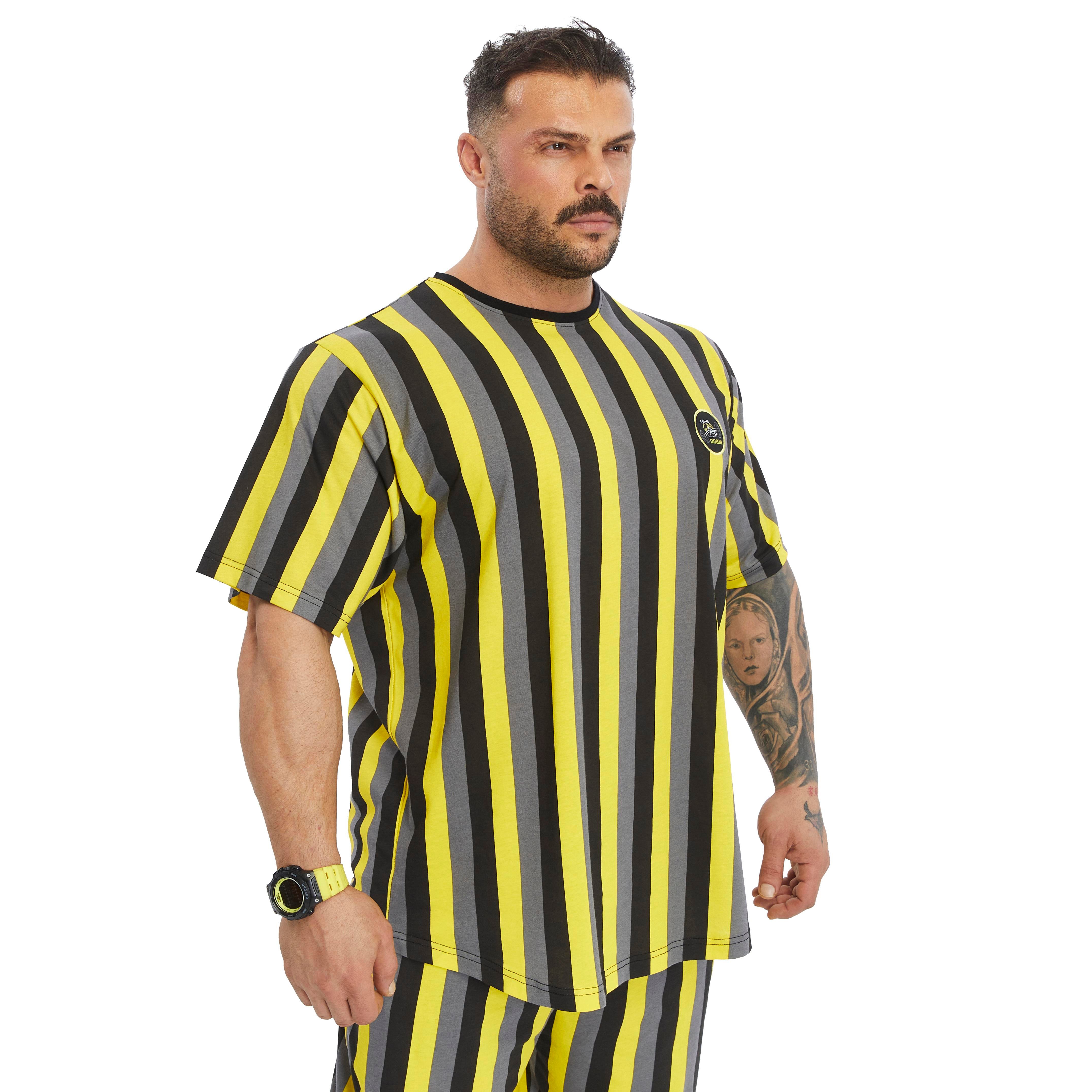 Mens Oversize Striped Cooton Gym Shirt Rag Top