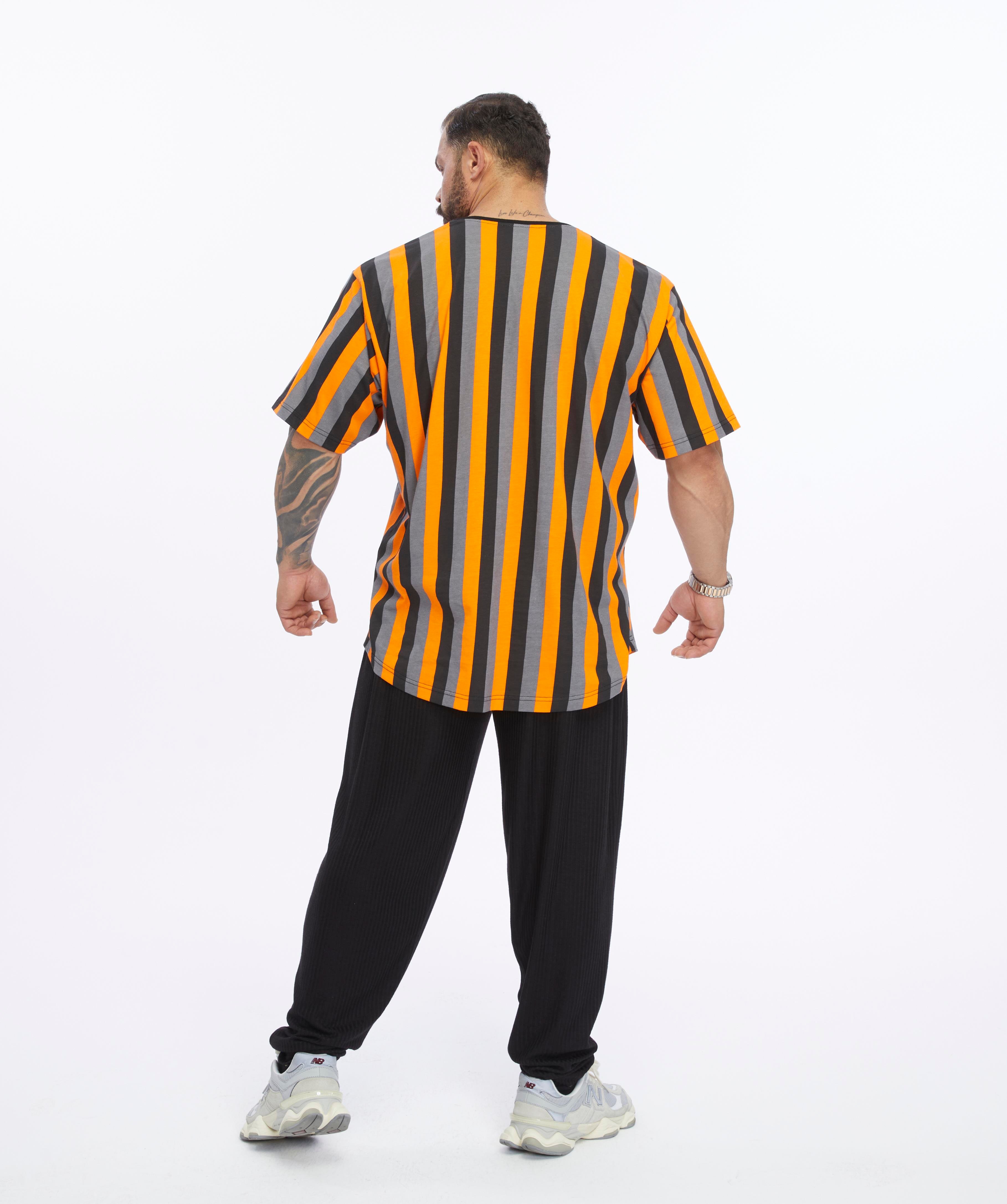 Mens Oversize Striped Cooton Gym Shirt Rag Top