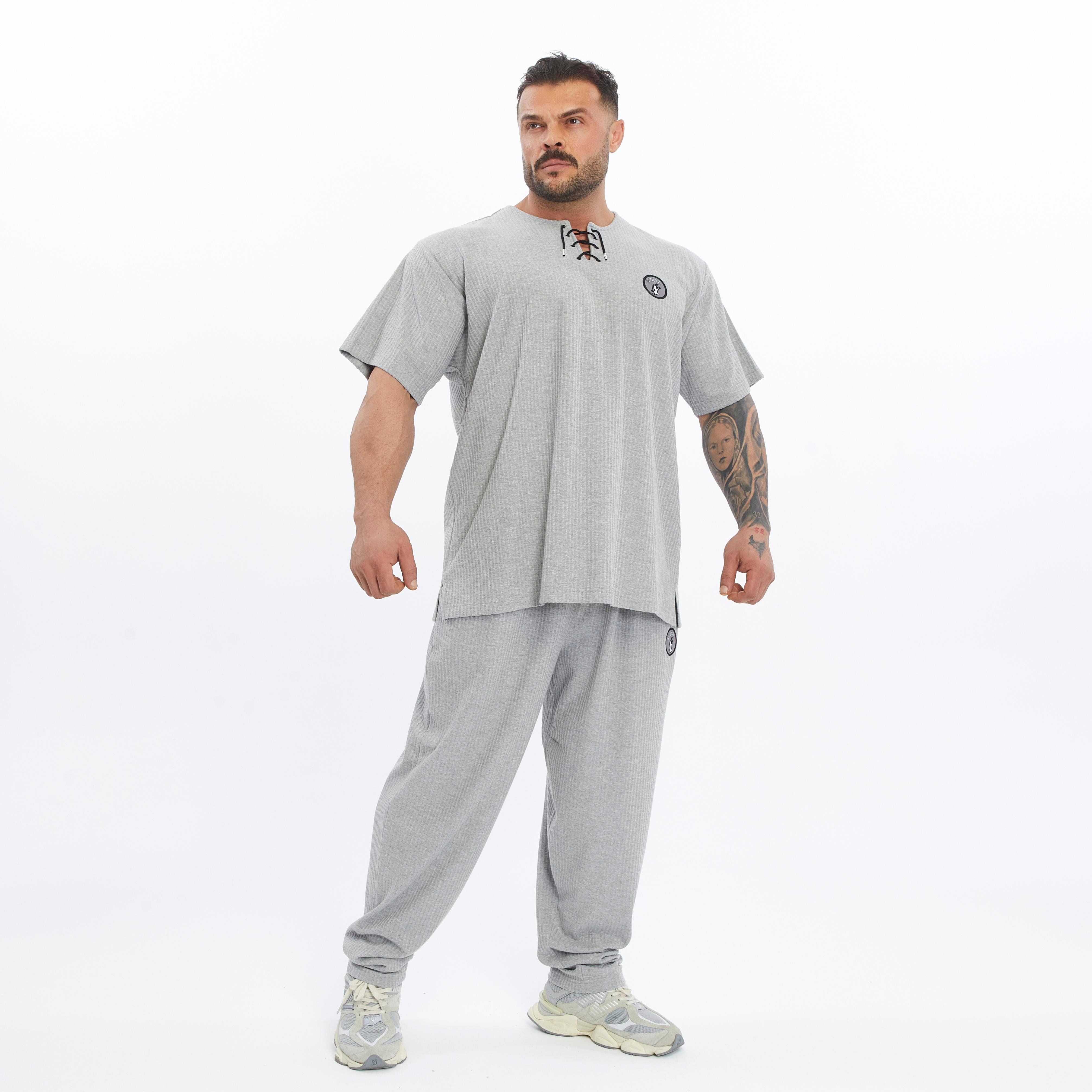 Mens Oversize T-shirt Cotton Lace Up Training Rag Top