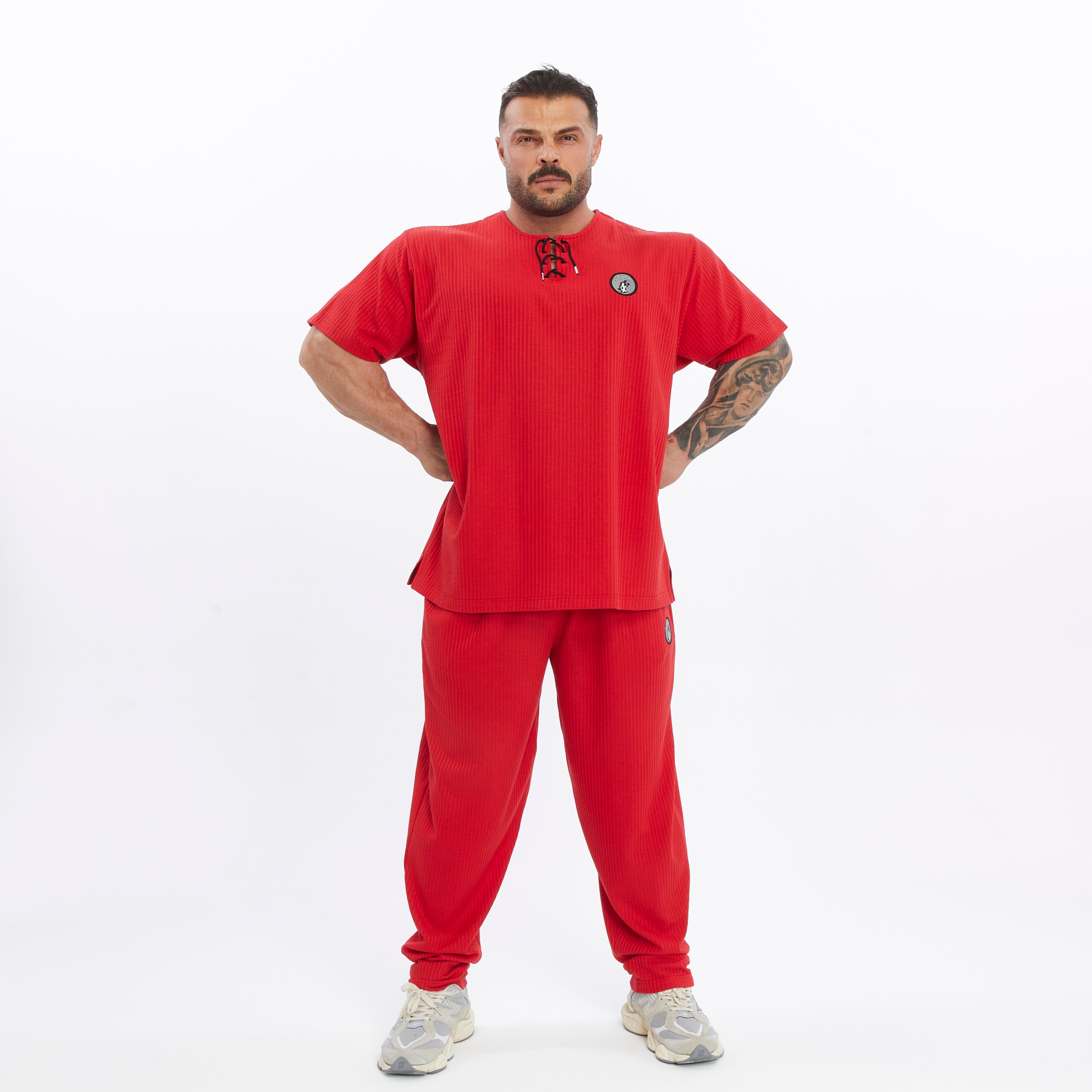 Mens Oversize T-shirt Cotton Lace Up Training Rag Top