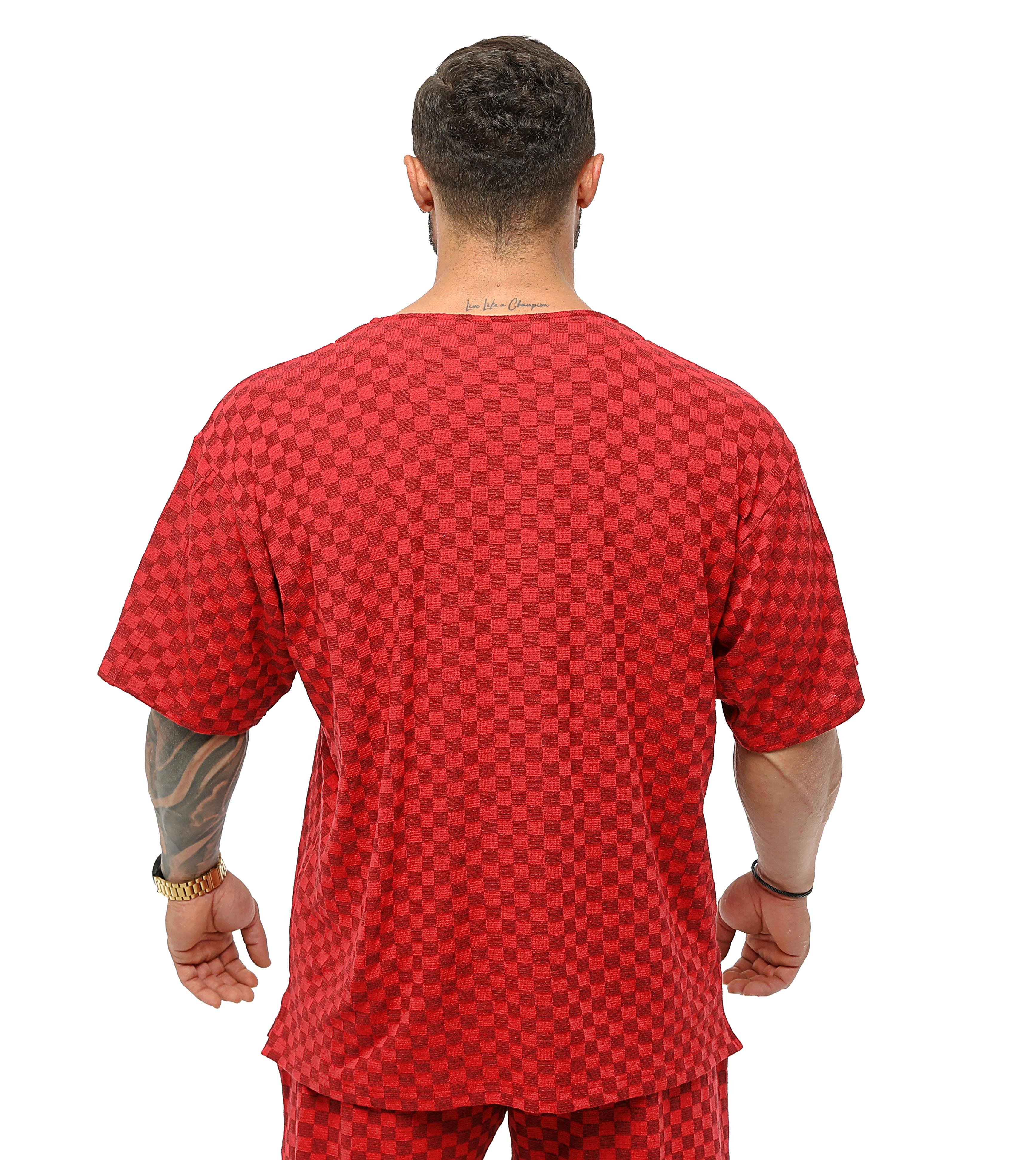 Men's Oversize T-shirt Plaid Rag Top